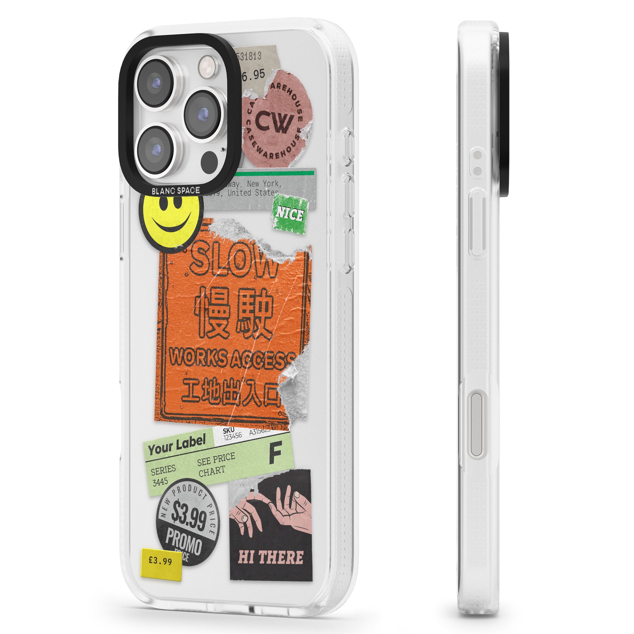 Kanji Signs Sticker Mix iPhone 16 Pro Max / 16 Pro Clear Case Impact Air - Blanc Space