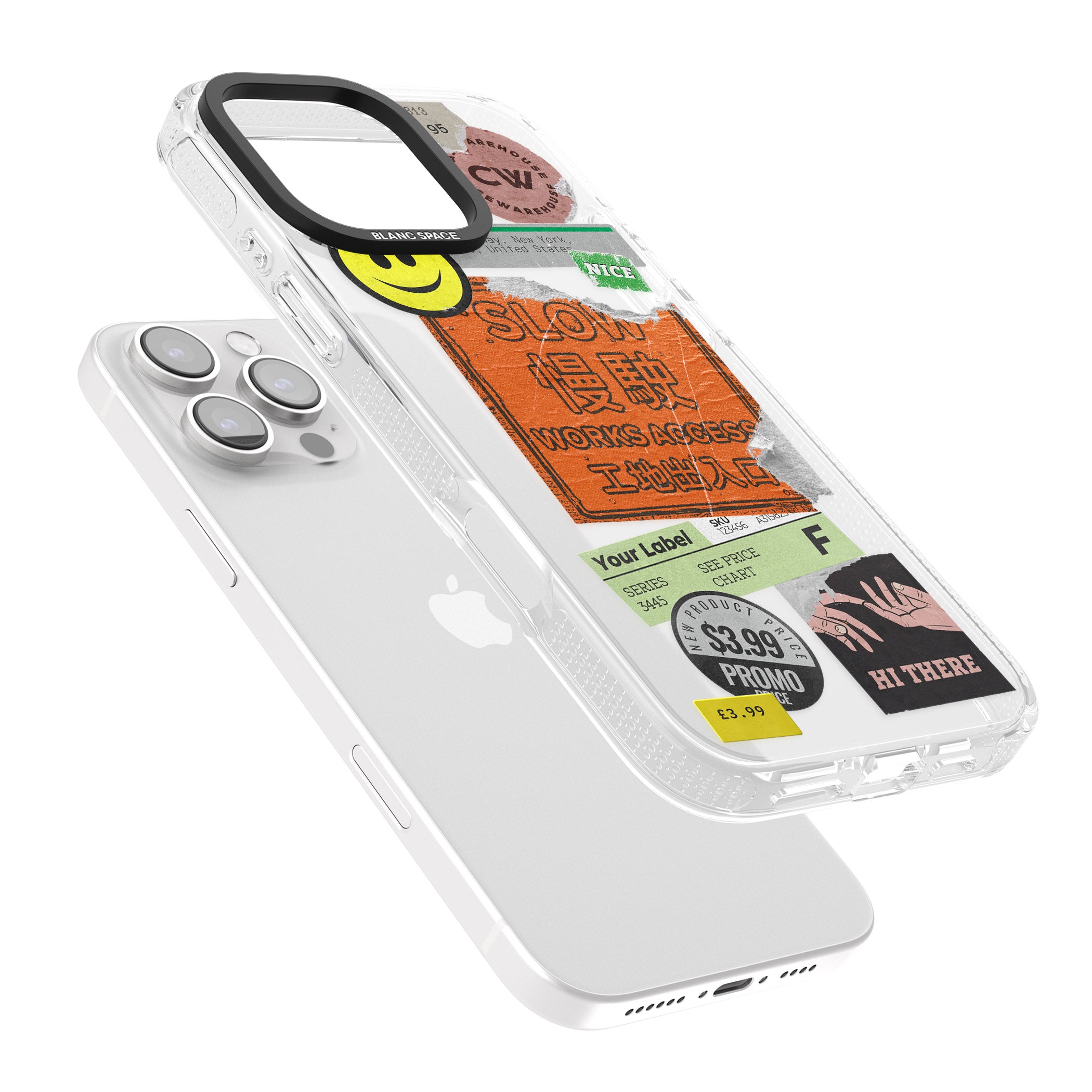 Kanji Signs Sticker Mix iPhone 16 Pro Max / 16 Pro Clear Case Impact Air - Blanc Space