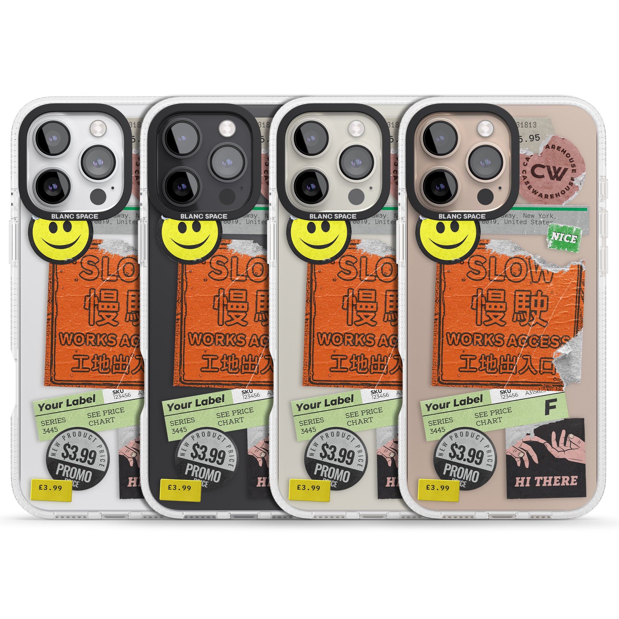 Kanji Signs Sticker Mix iPhone 16 Pro Max / 16 Pro Clear Case Impact Air - Blanc Space