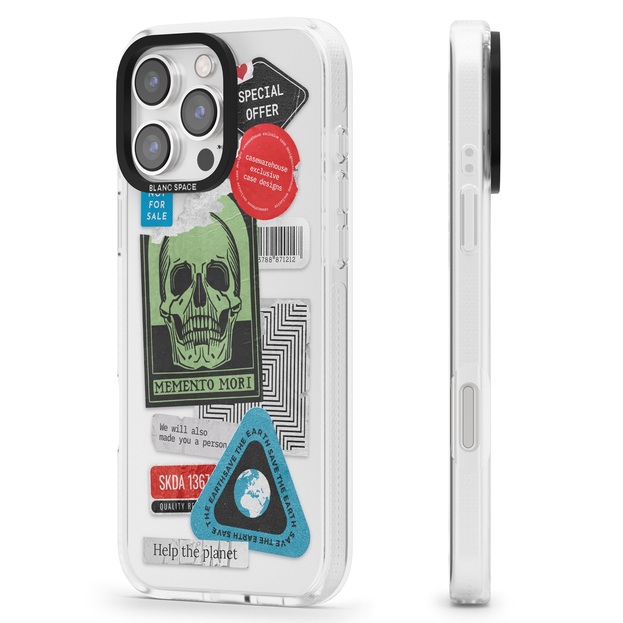 Skull Sticker Mix iPhone 16 Pro Max / 16 Pro Clear Case Impact Air - Blanc Space