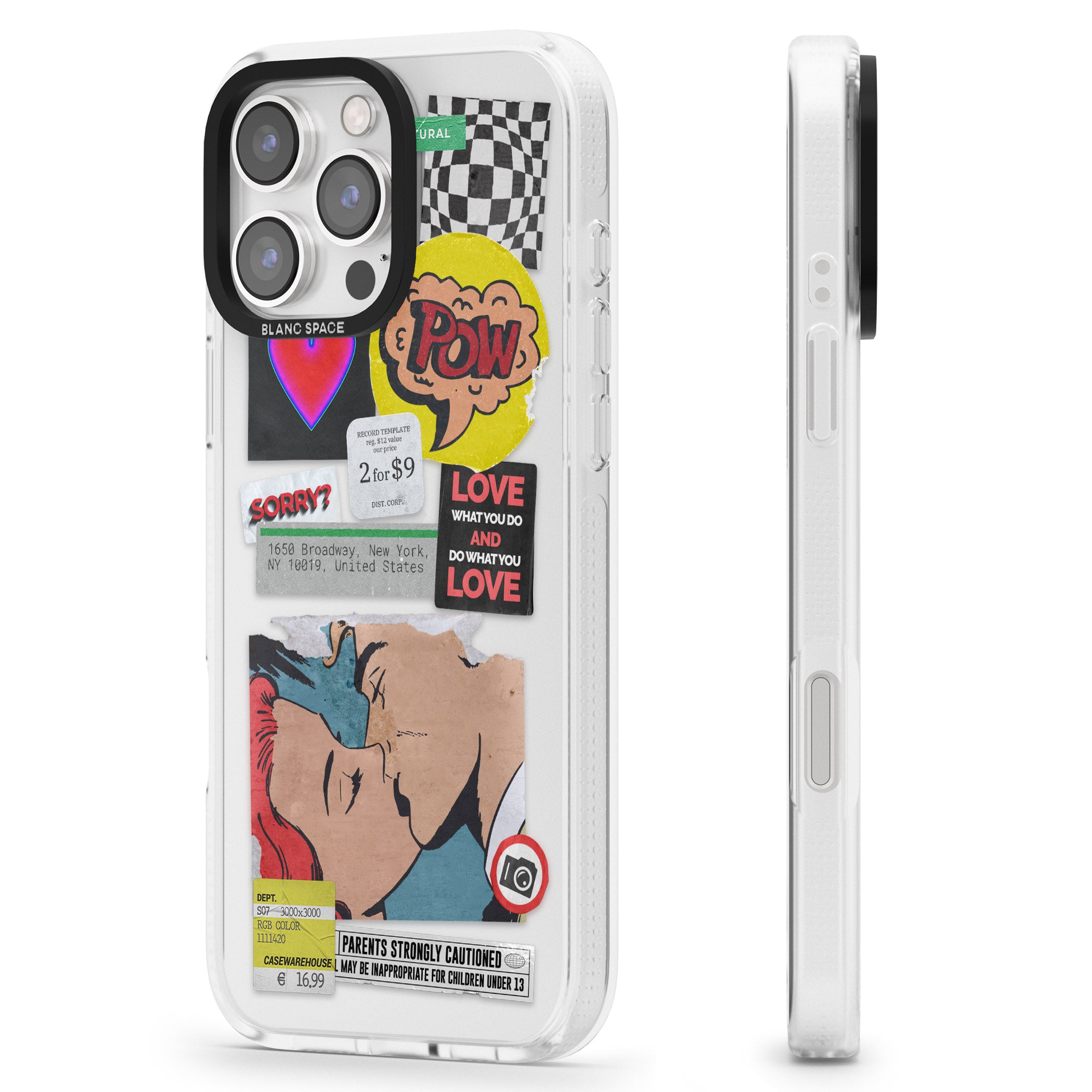 Retro Sticker Mix iPhone 16 Pro Max / 16 Pro Clear Case Impact Air - Blanc Space