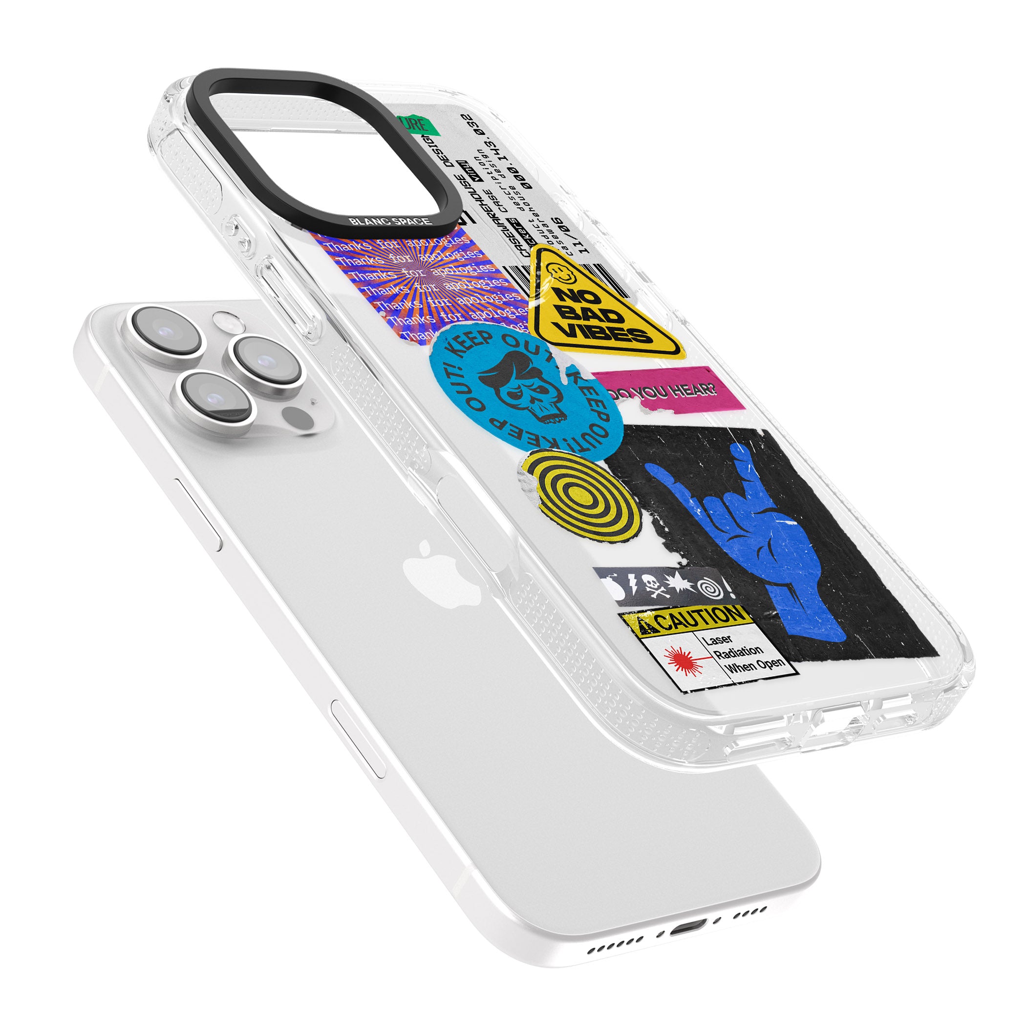 No Bad Vibes Sticker Mix iPhone 16 Pro Max / 16 Pro Clear Case Impact Air - Blanc Space