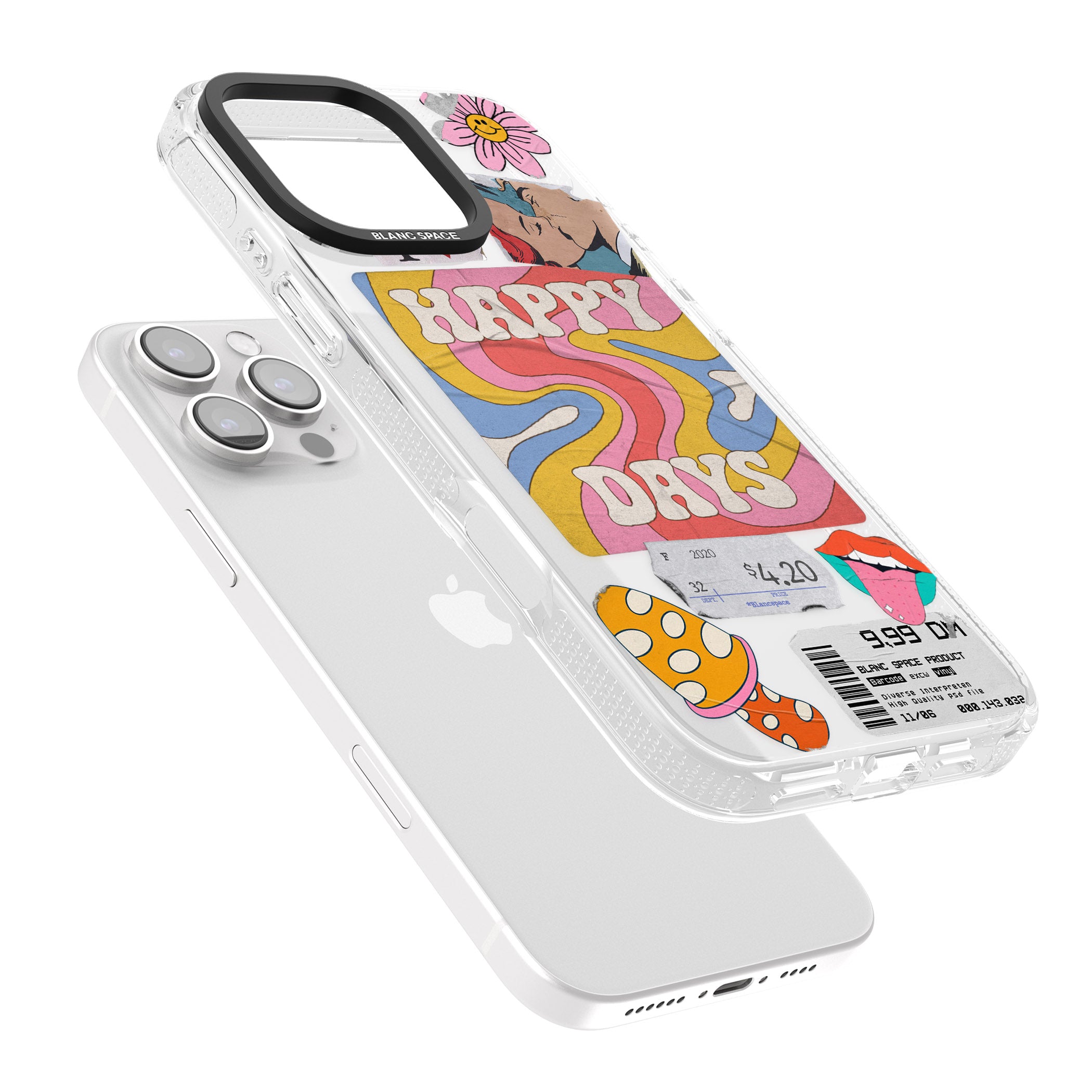 Groovy Trip iPhone 16 Pro Max / 16 Pro Clear Case Impact Air - Blanc Space