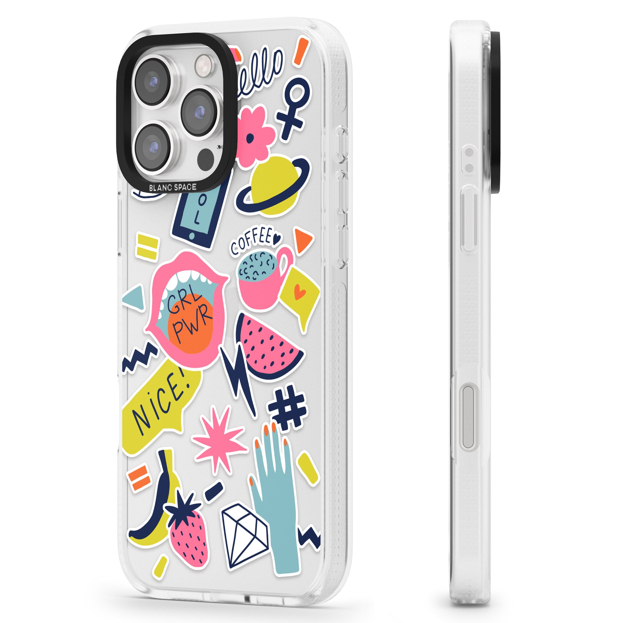 GRL PWR iPhone 16 Pro Max / 16 Pro Clear Case Impact Air - Blanc Space
