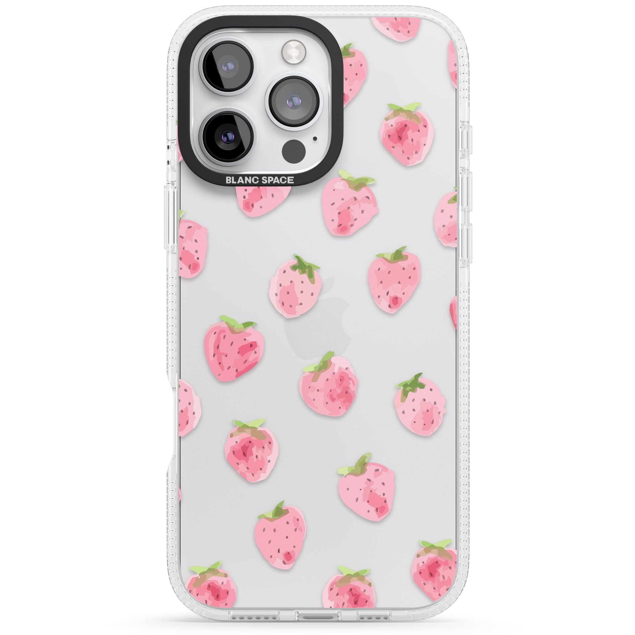 Classic Strawberry iPhone 16 Pro Max / 16 Pro Clear Case Impact Air - Blanc Space