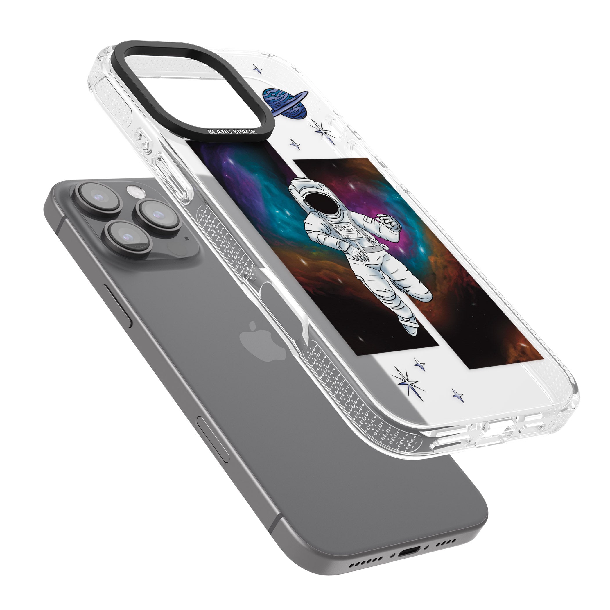 Escape The Nebula iPhone 16 Pro Max / 16 Pro Clear Case Impact Air - Blanc Space