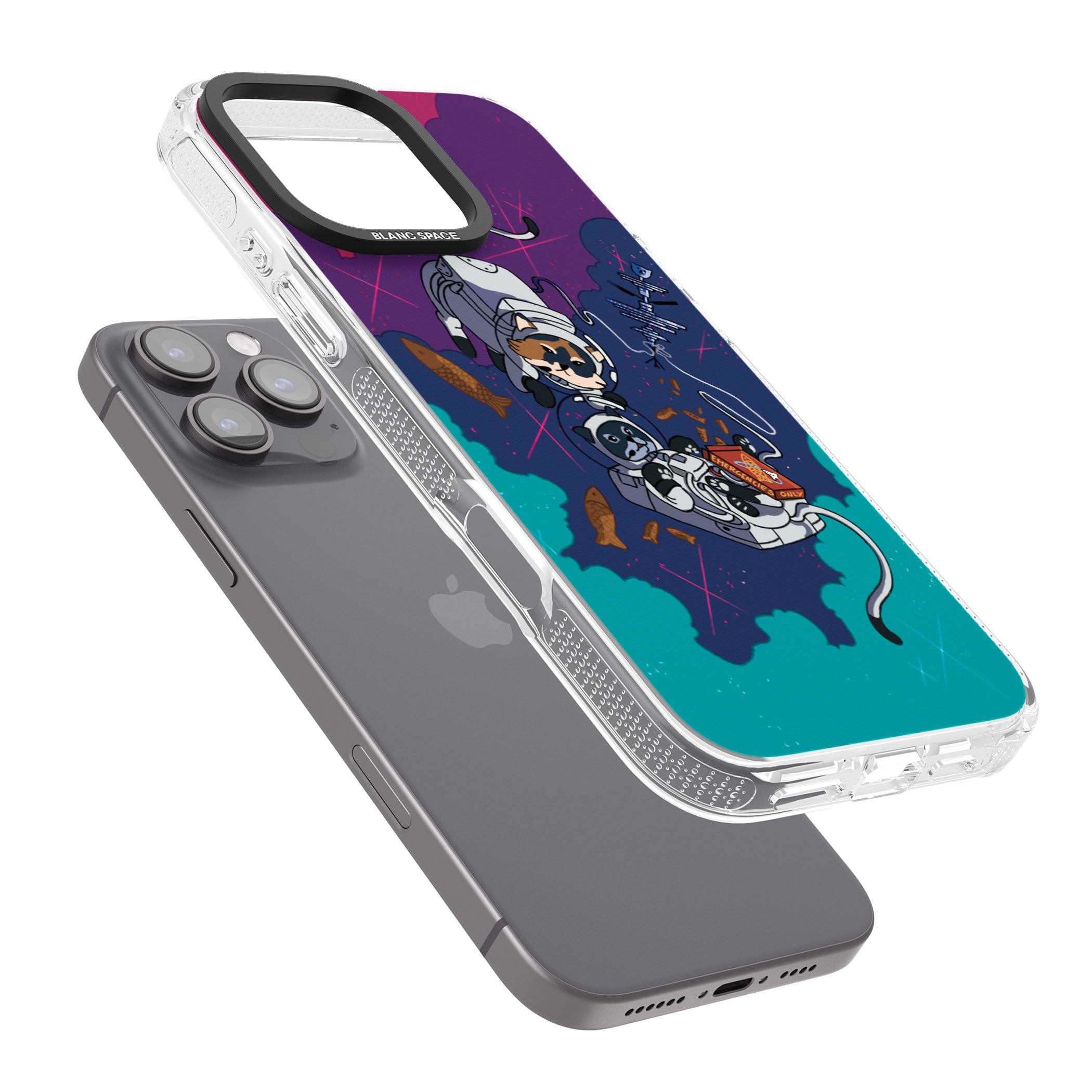 Cats In Space iPhone 16 Pro Max / 16 Pro Clear Case Impact Air - Blanc Space