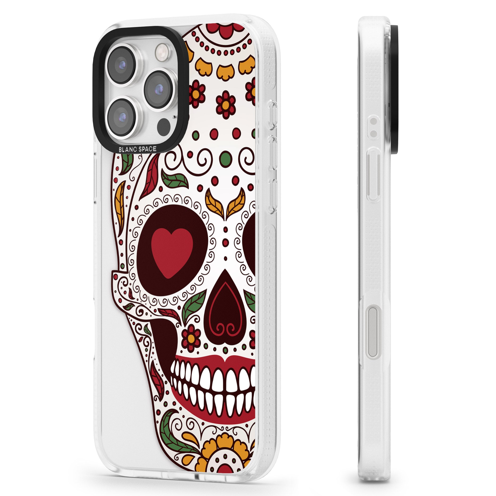 Autumn Sugar Skull iPhone 16 Pro Max / 16 Pro Clear Case Impact Air - Blanc Space