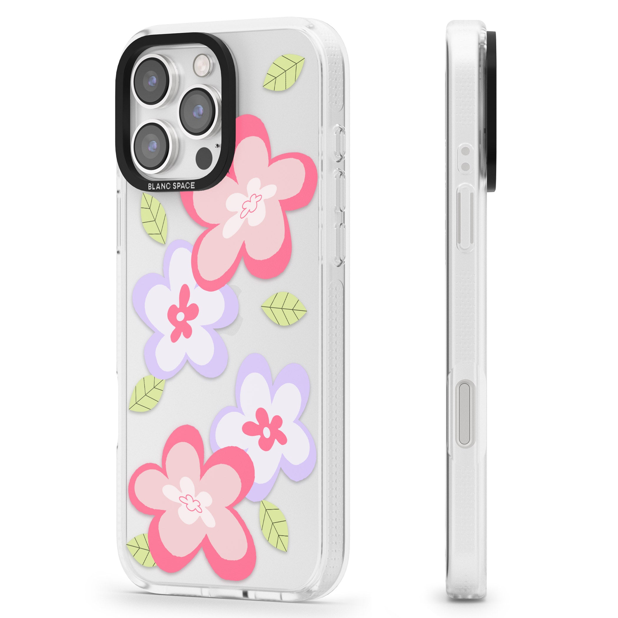 Funky Flowers iPhone 16 Pro Max / 16 Pro Clear Case Impact Air - Blanc Space