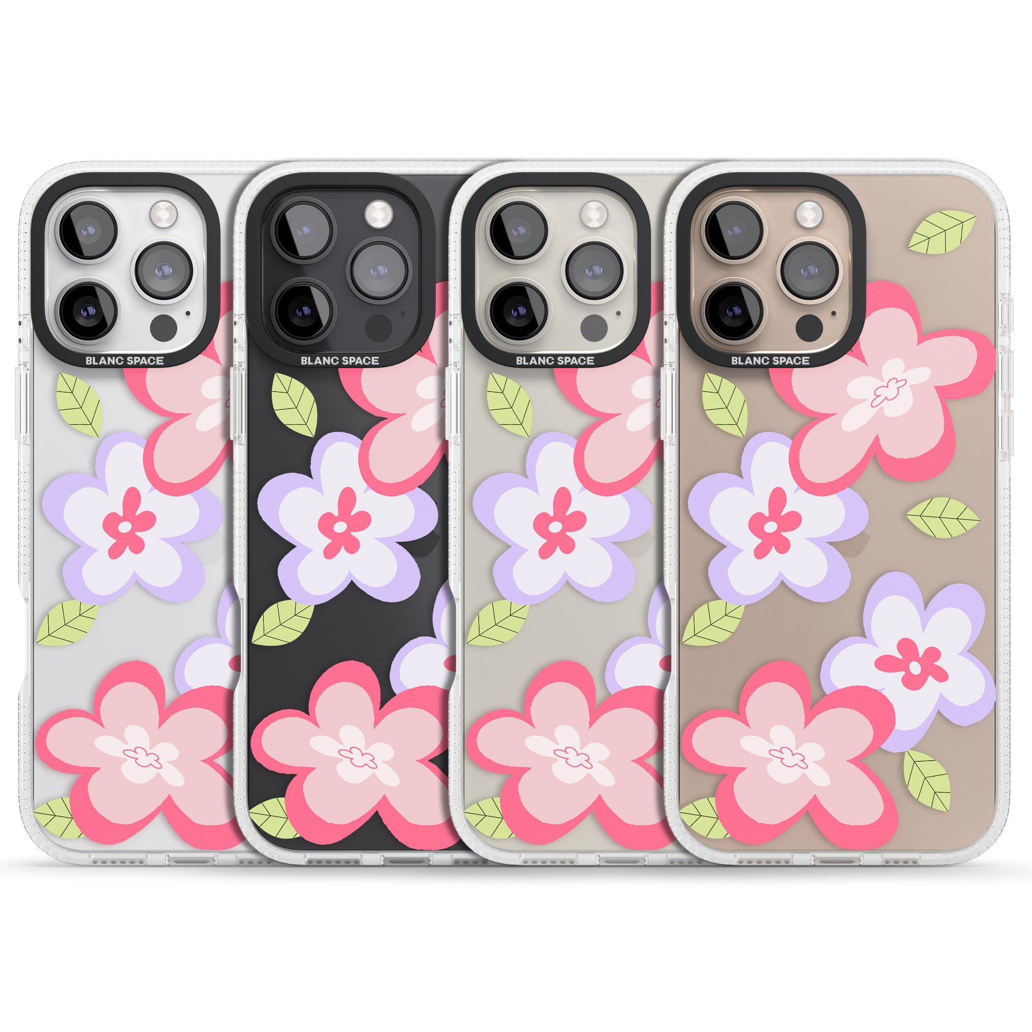 Funky Flowers iPhone 16 Pro Max / 16 Pro Clear Case Impact Air - Blanc Space