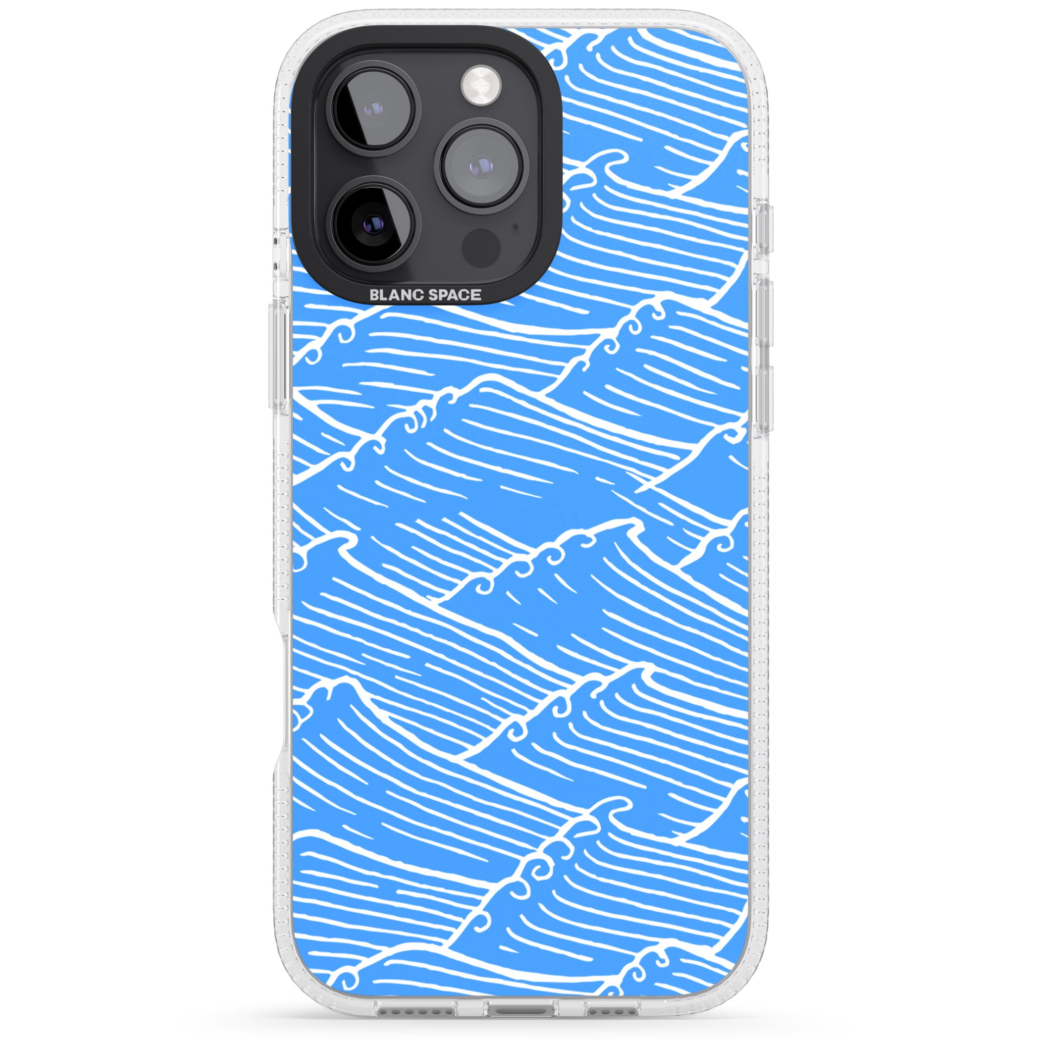 Waves Pattern iPhone 16 Pro Max / 16 Pro Clear Case Impact Air - Blanc Space