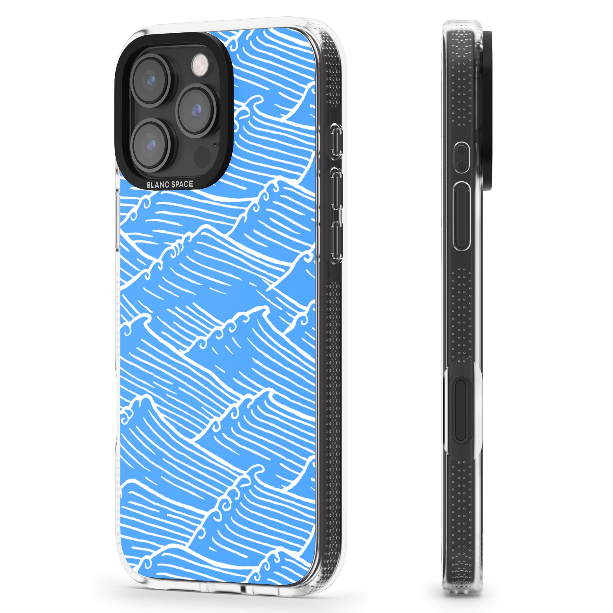 Waves Pattern iPhone 16 Pro Max / 16 Pro Clear Case Impact Air - Blanc Space