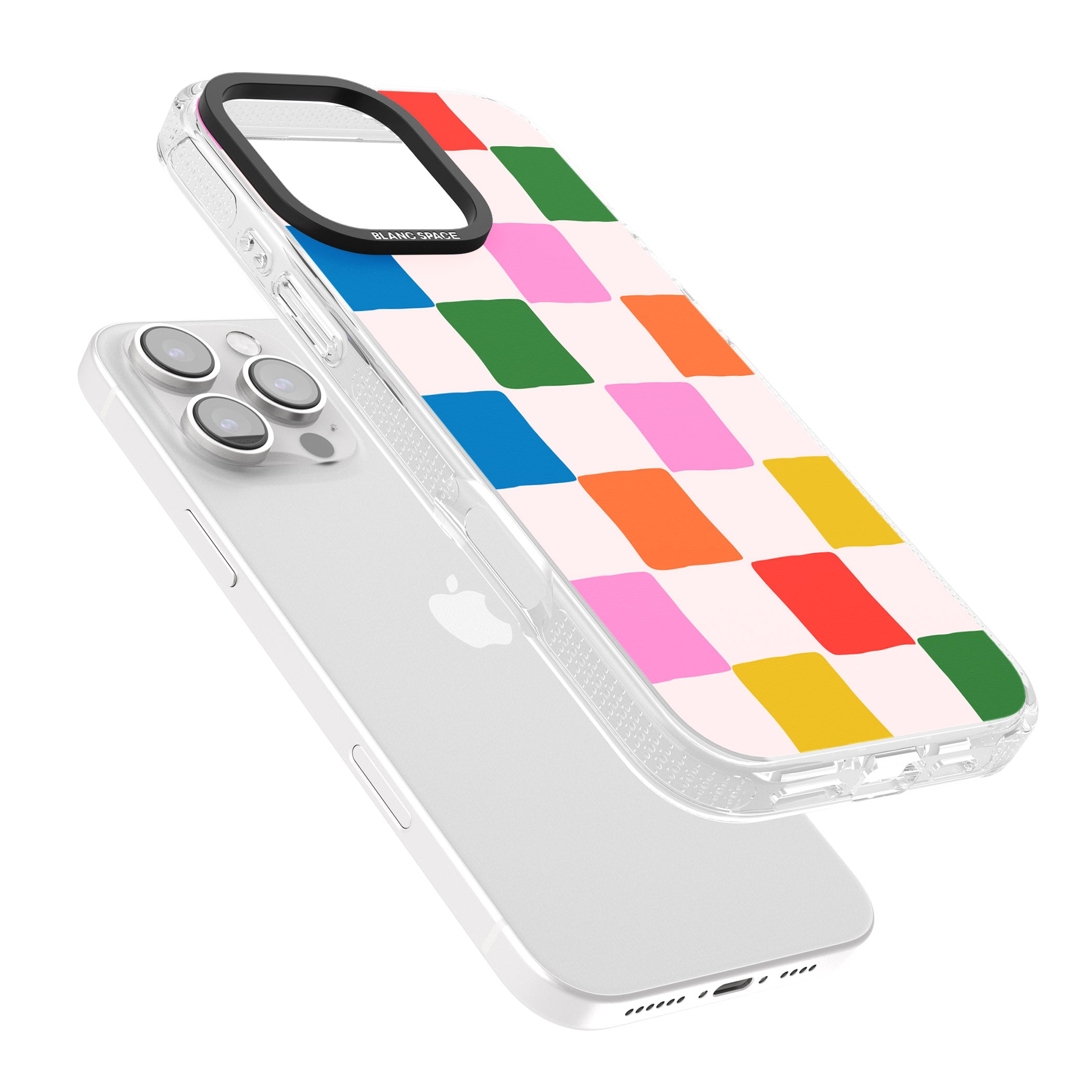 Colour Checked iPhone 16 Pro Max / 16 Pro Clear Case Impact Air - Blanc Space