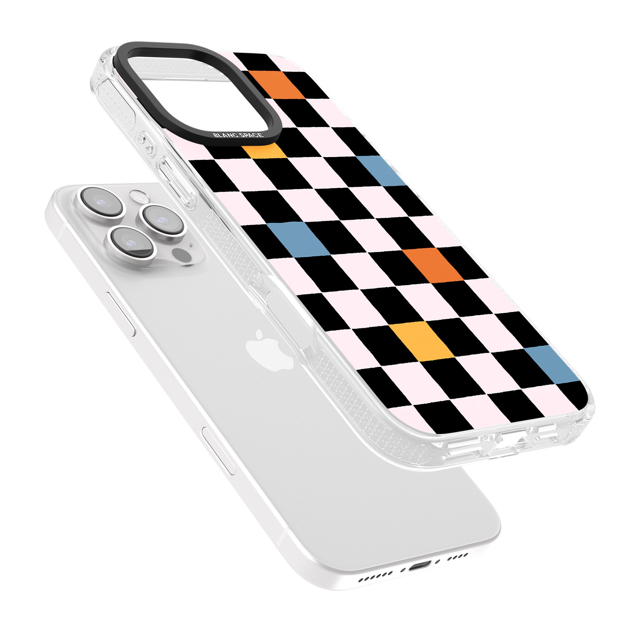 Vibrant Retro Checkered iPhone 16 Pro Max / 16 Pro Clear Case Impact Air - Blanc Space