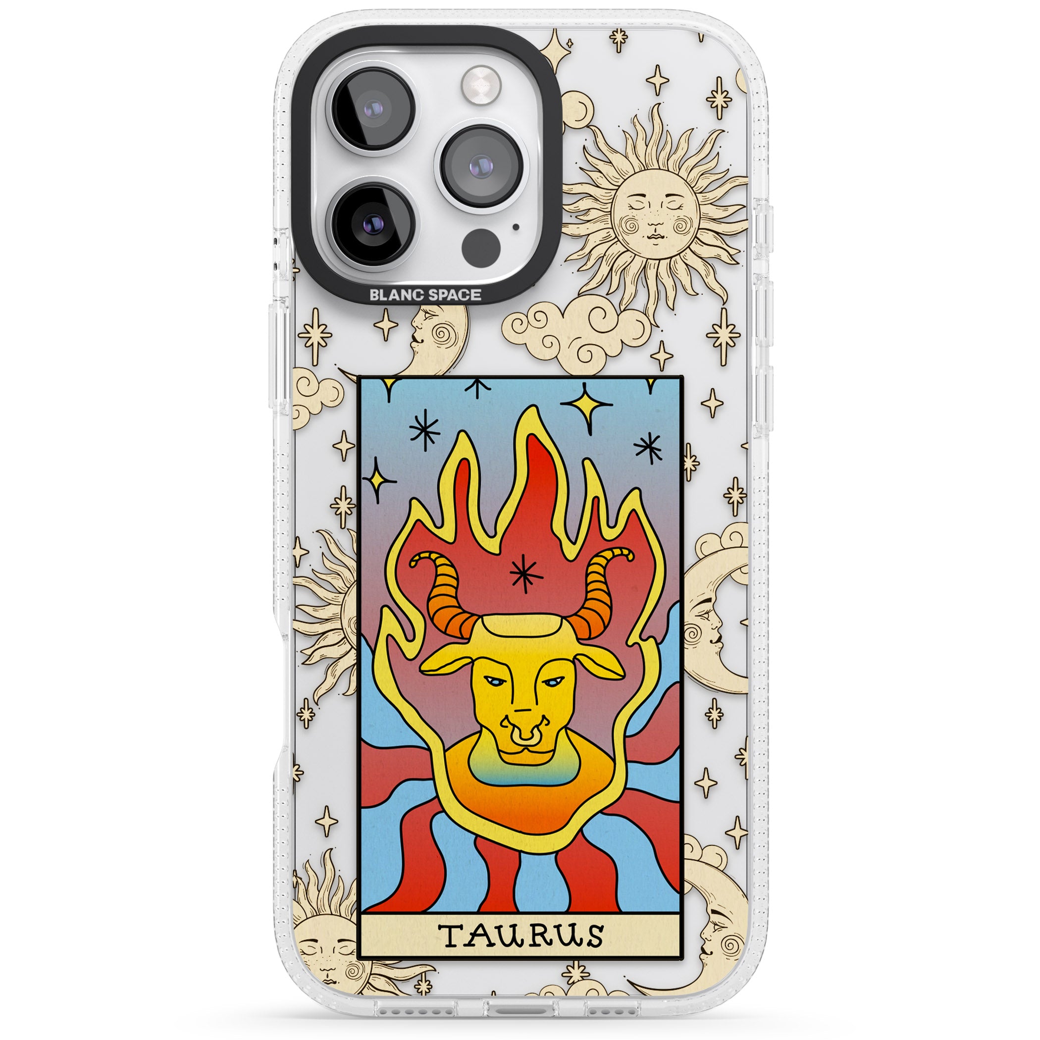 Celestial Zodiac - Taurus iPhone 16 Pro Max / 16 Pro Clear Case Impact Air - Blanc Space