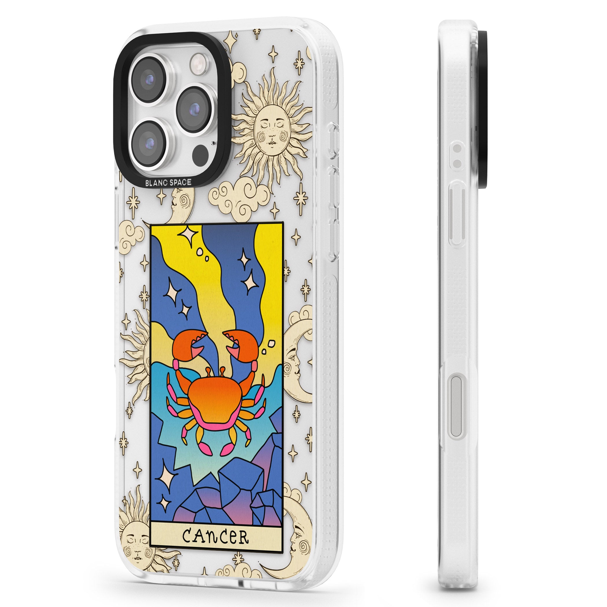 Celestial Zodiac - Cancer iPhone 16 Pro Max / 16 Pro Clear Case Impact Air - Blanc Space
