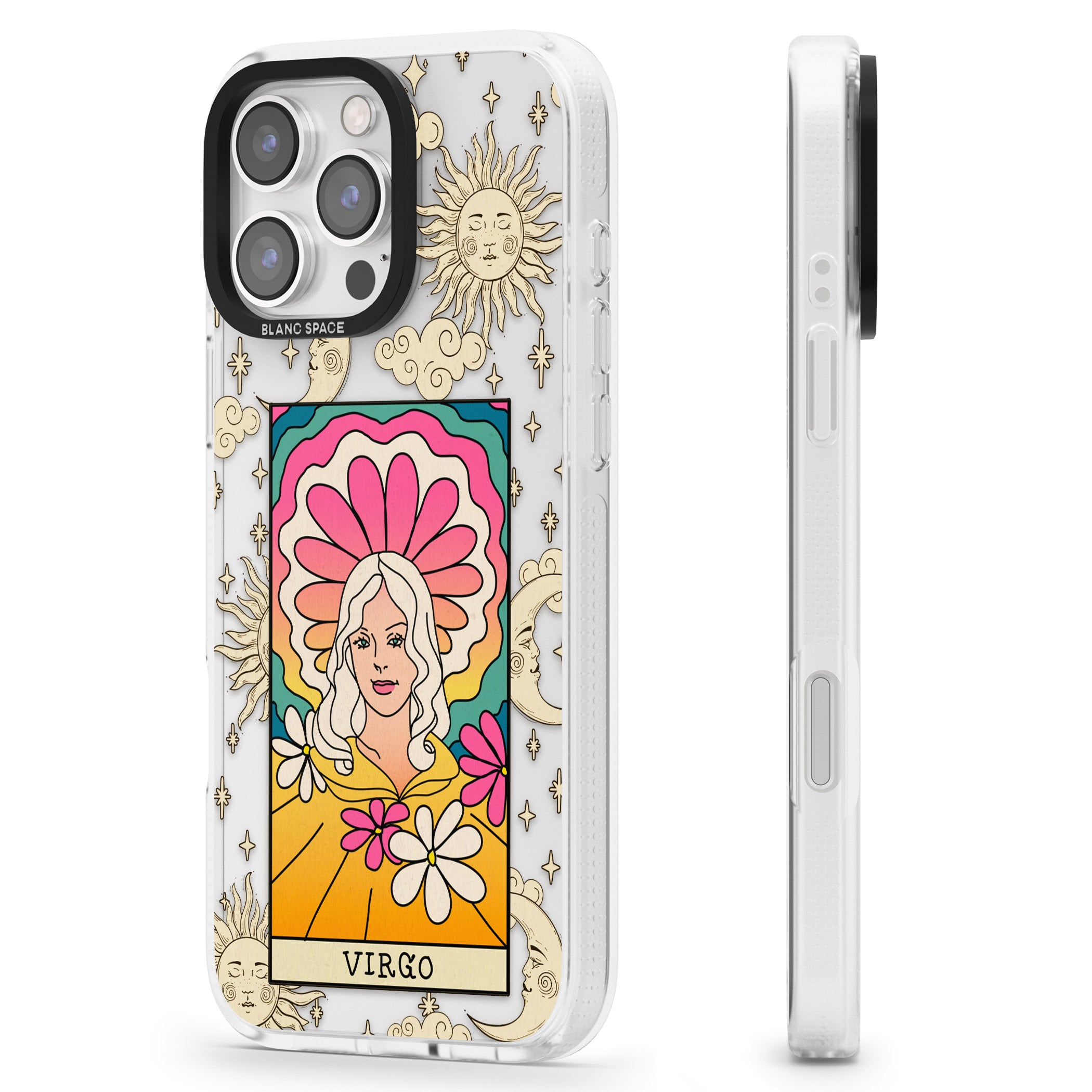Celestial Zodiac - Virgo iPhone 16 Pro Max / 16 Pro Clear Case Impact Air - Blanc Space