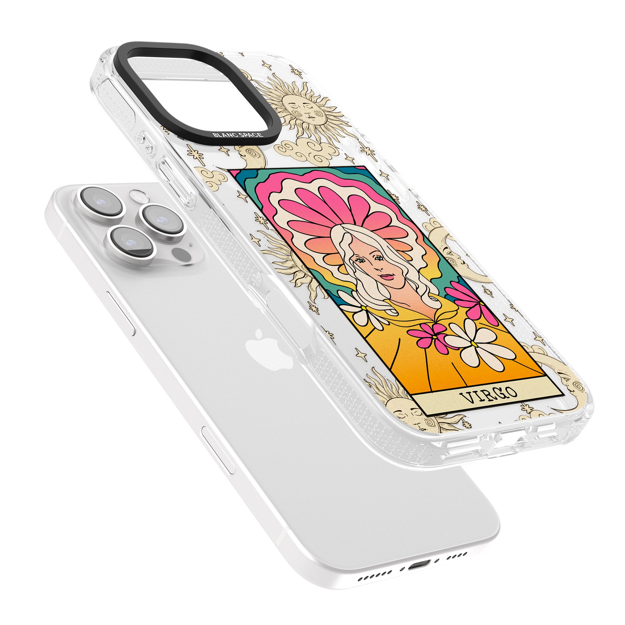 Celestial Zodiac - Virgo iPhone 16 Pro Max / 16 Pro Clear Case Impact Air - Blanc Space