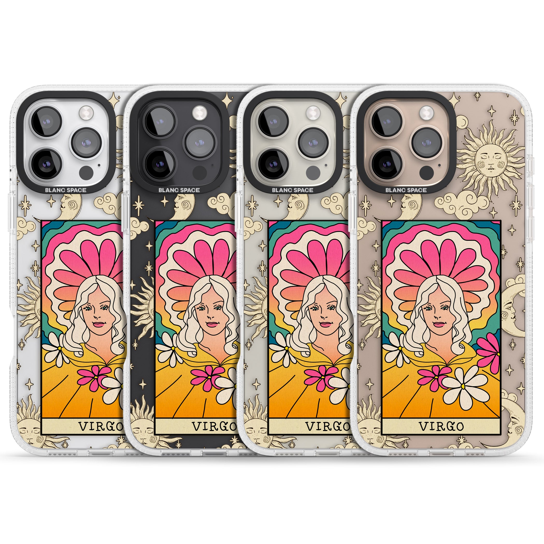 Celestial Zodiac - Virgo iPhone 16 Pro Max / 16 Pro Clear Case Impact Air - Blanc Space