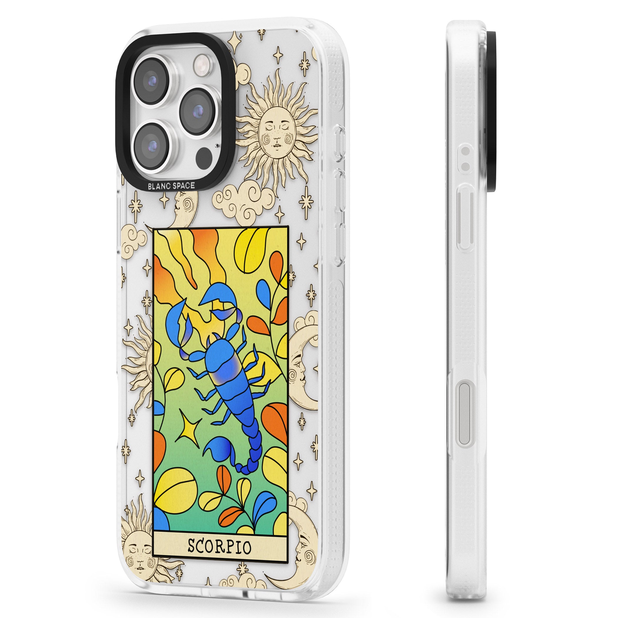 Celestial Zodiac - Scorpio iPhone 16 Pro Max / 16 Pro Clear Case Impact Air - Blanc Space