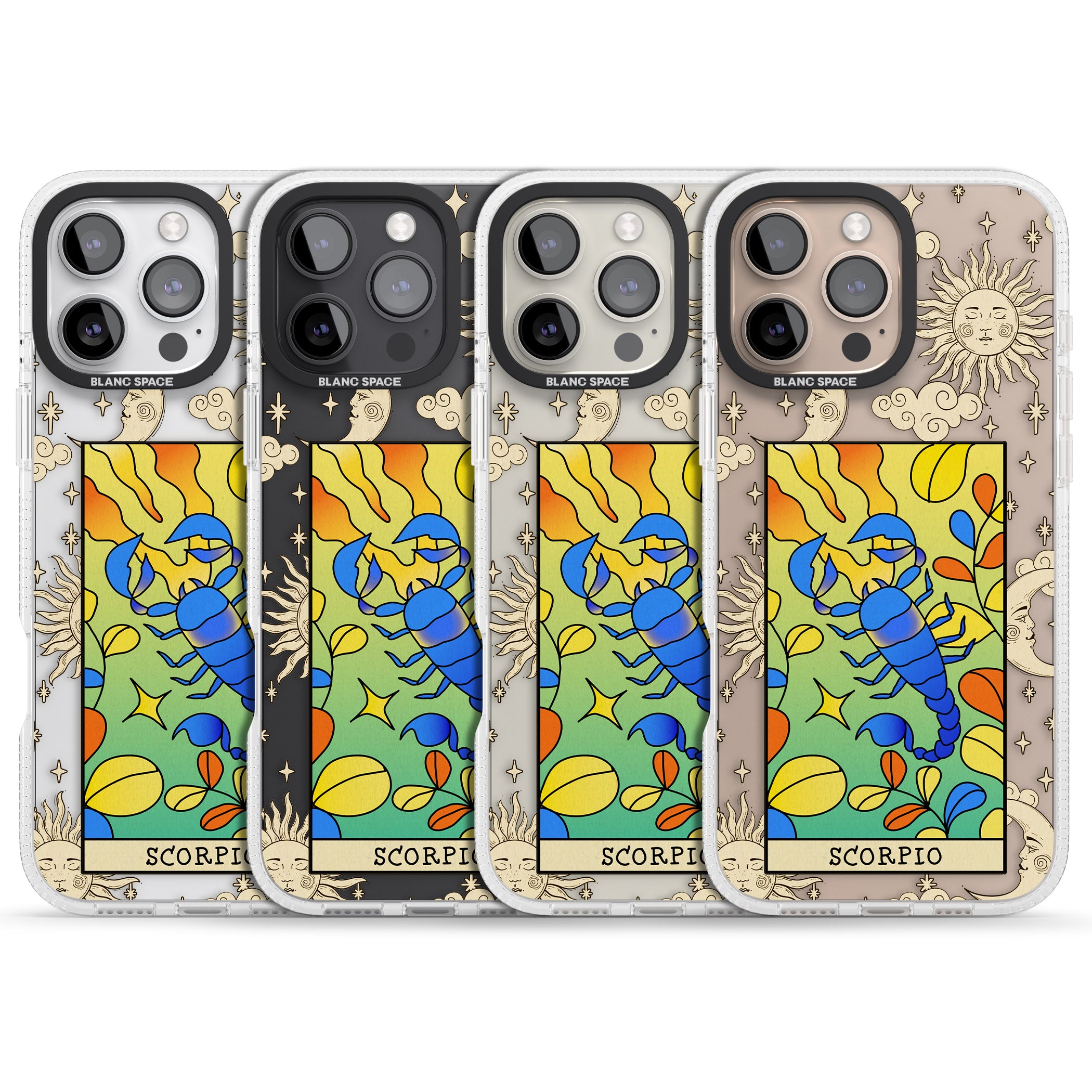 Celestial Zodiac - Scorpio iPhone 16 Pro Max / 16 Pro Clear Case Impact Air - Blanc Space