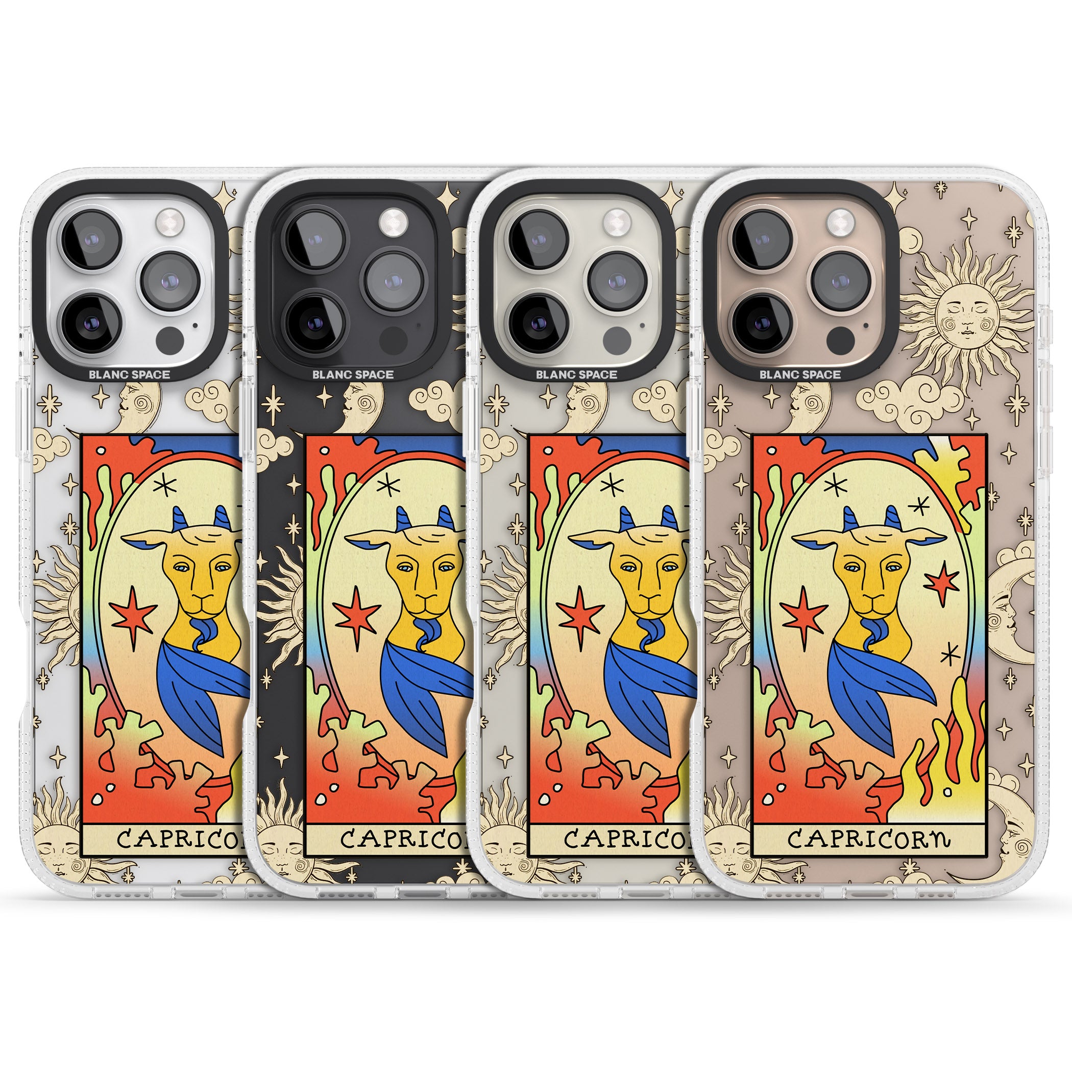 Celestial Zodiac - Capricorn iPhone 16 Pro Max / 16 Pro Clear Case Impact Air - Blanc Space