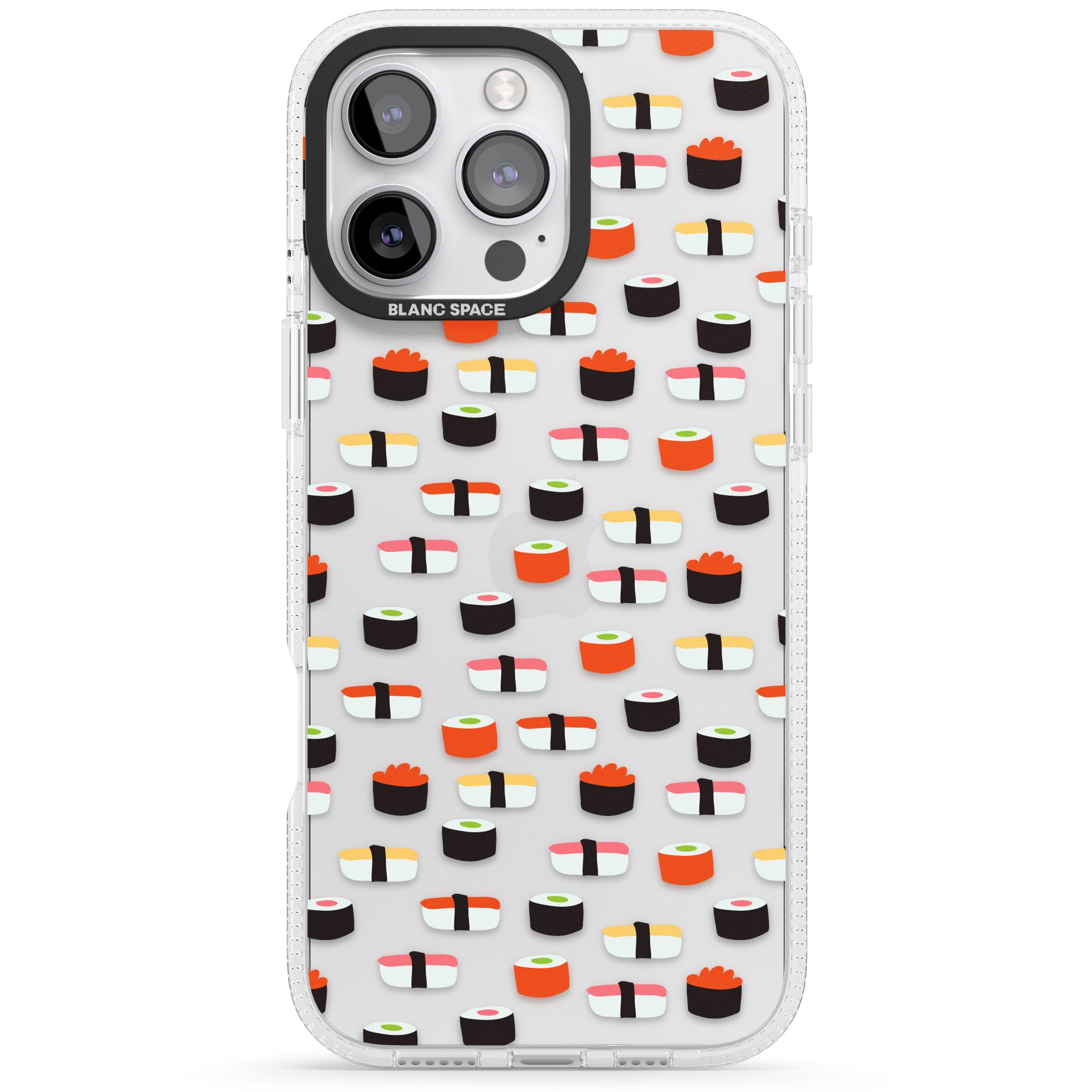 Minimalist Sushi Pattern iPhone 16 Pro Max / 16 Pro Clear Case Impact Air - Blanc Space