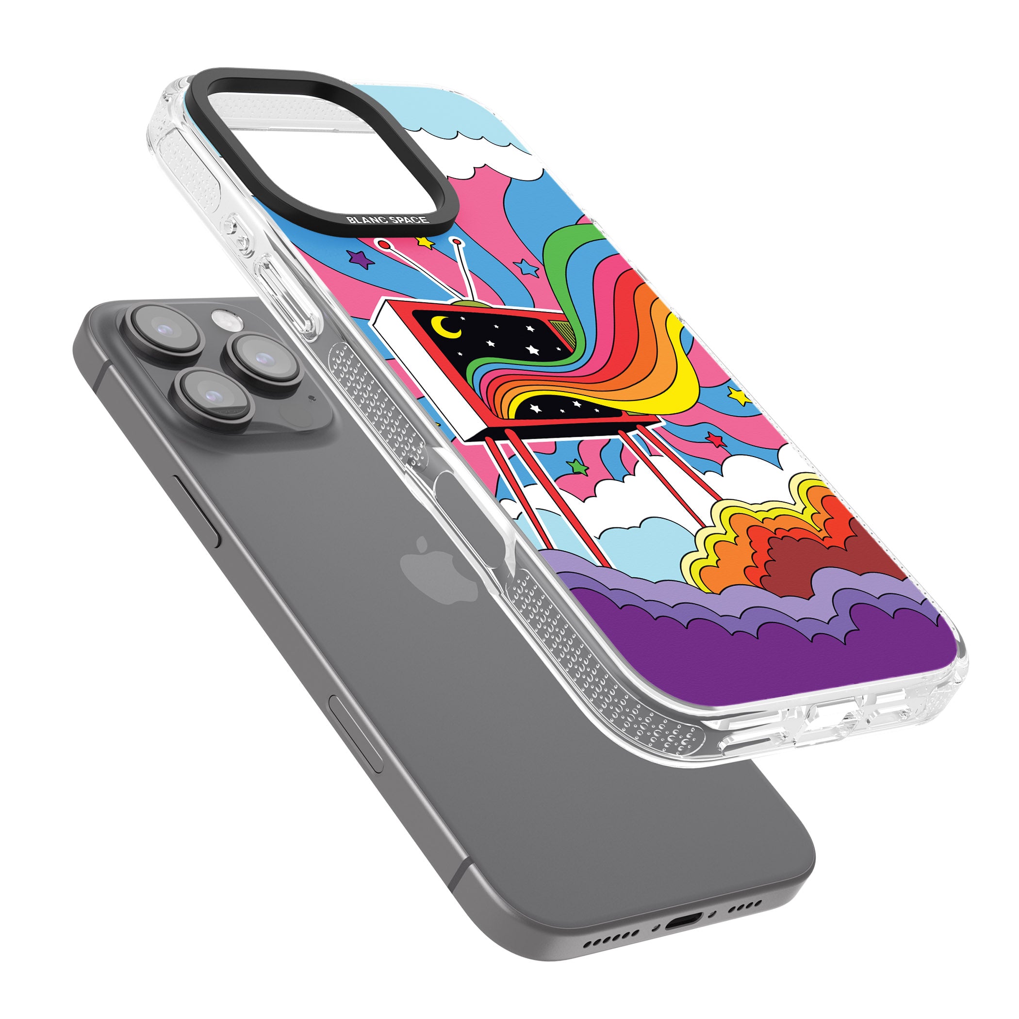 TV Captivation iPhone 16 Pro Max / 16 Pro Clear Case Impact Air - Blanc Space