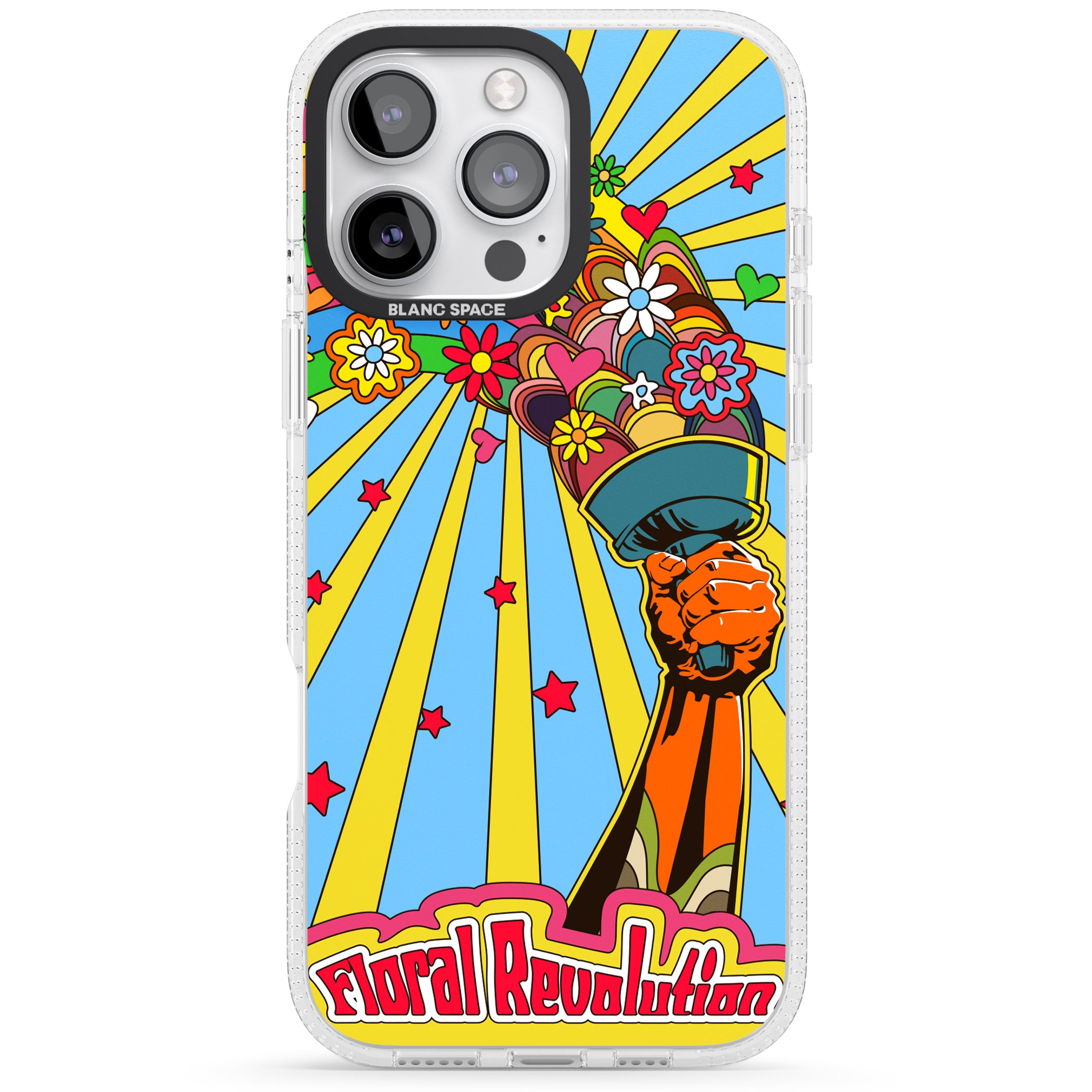 Floral Revolution iPhone 16 Pro Max / 16 Pro Clear Case Impact Air - Blanc Space