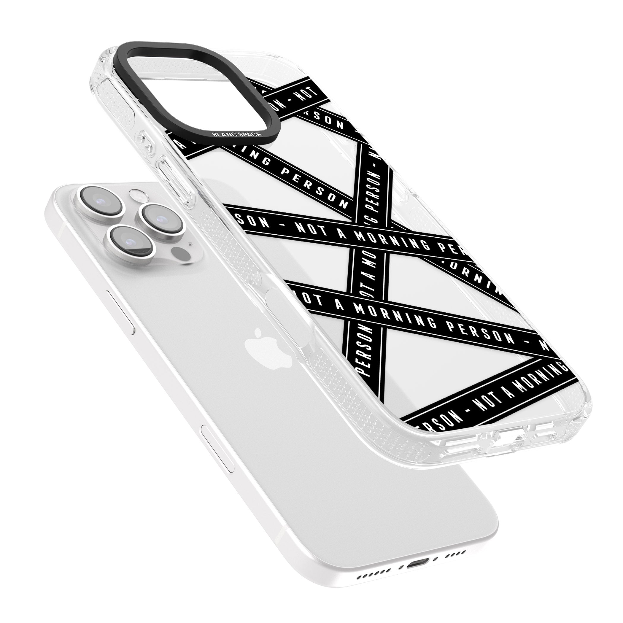 Caution Tape (Clear) Not a Morning Person iPhone 16 Pro Max / 16 Pro Clear Case Impact Air - Blanc Space