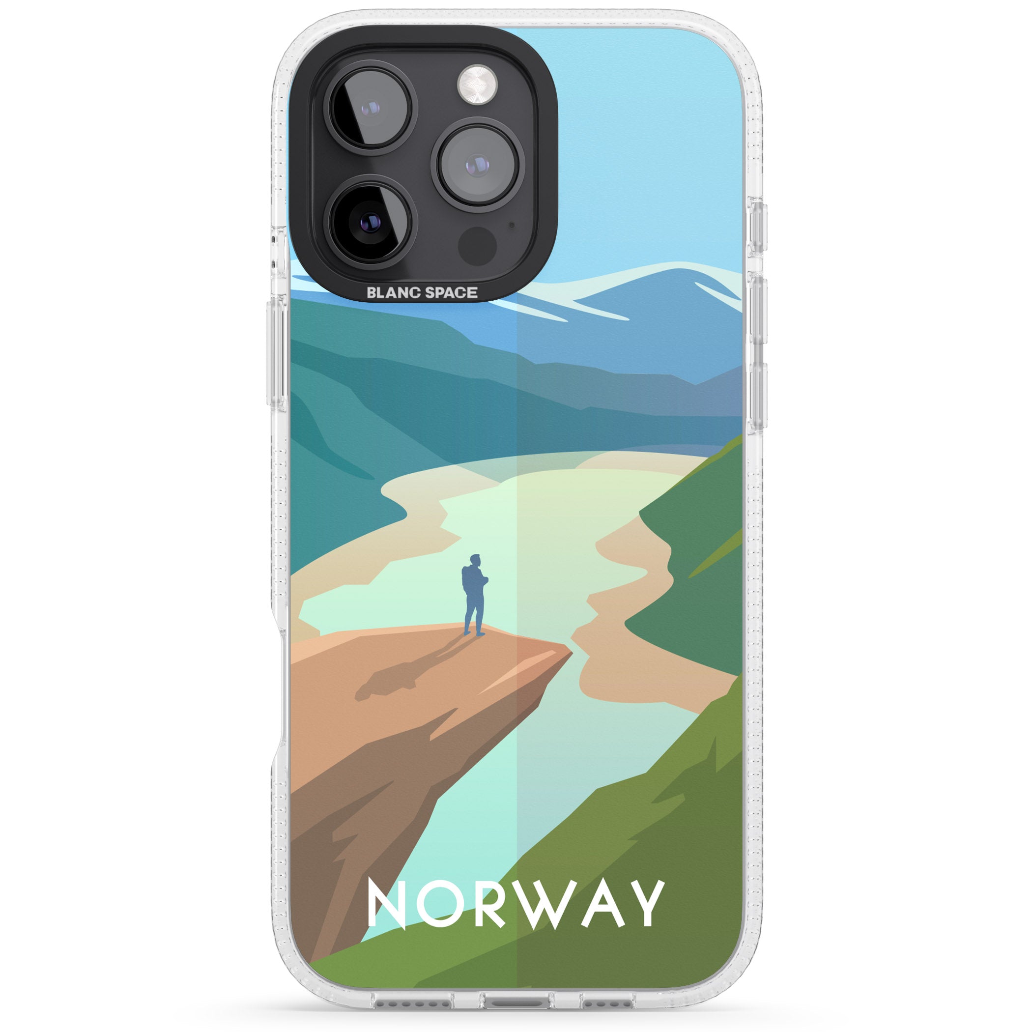 Vintage Travel Poster Norway iPhone 16 Pro Max / 16 Pro Clear Case Impact Air - Blanc Space