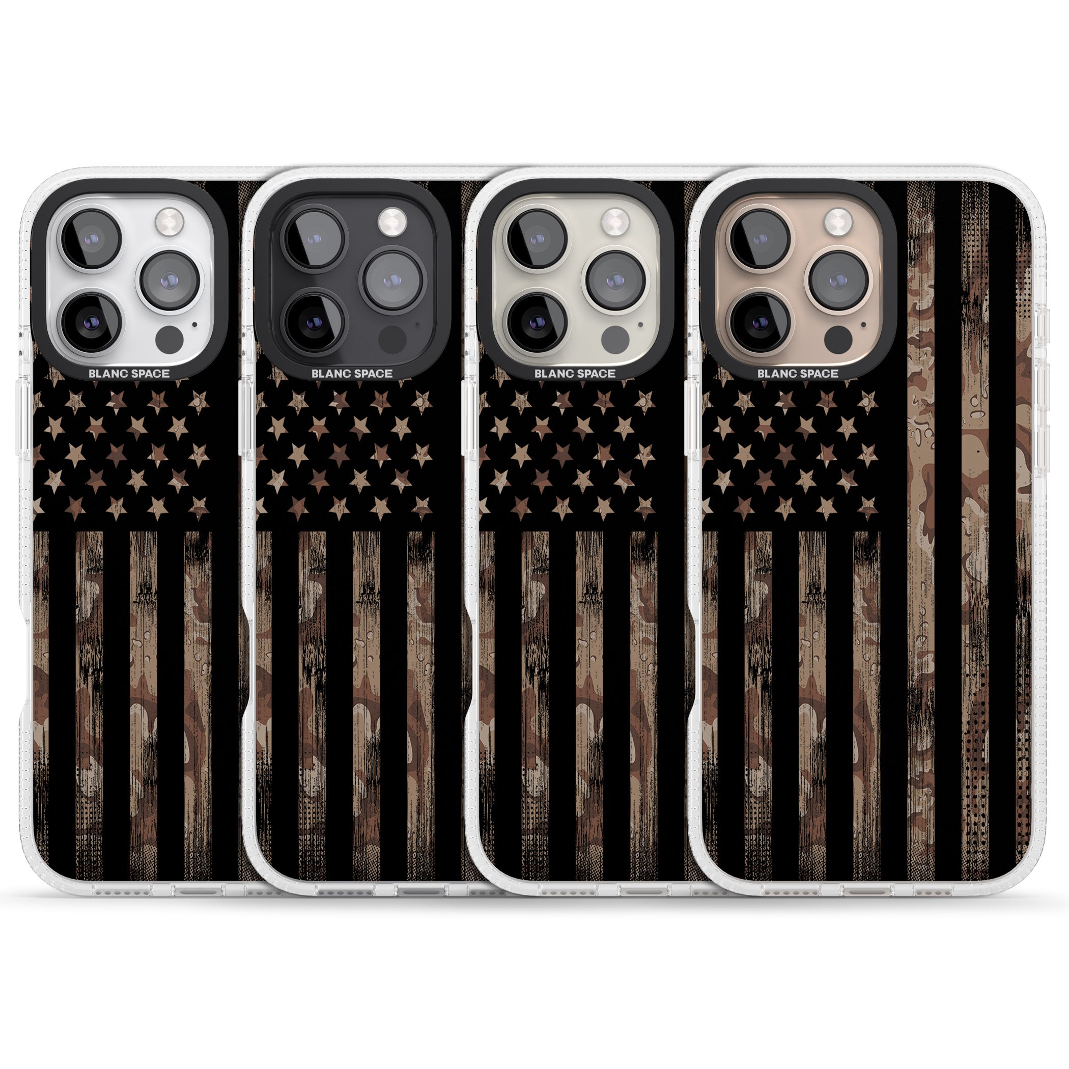 American Flag Camo iPhone 16 Pro Max / 16 Pro Clear Case Impact Air - Blanc Space