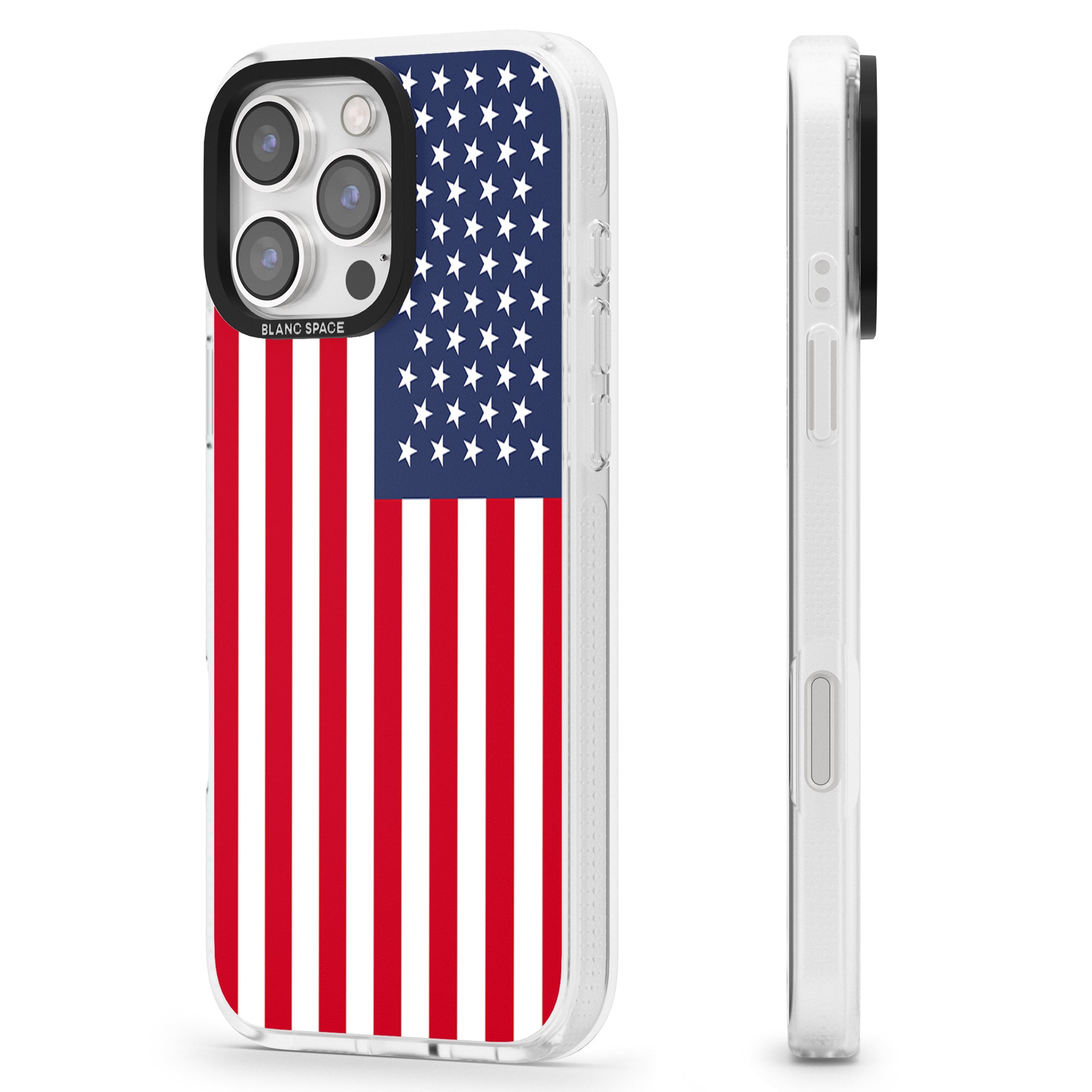 American Flag iPhone 16 Pro Max / 16 Pro Clear Case Impact Air - Blanc Space
