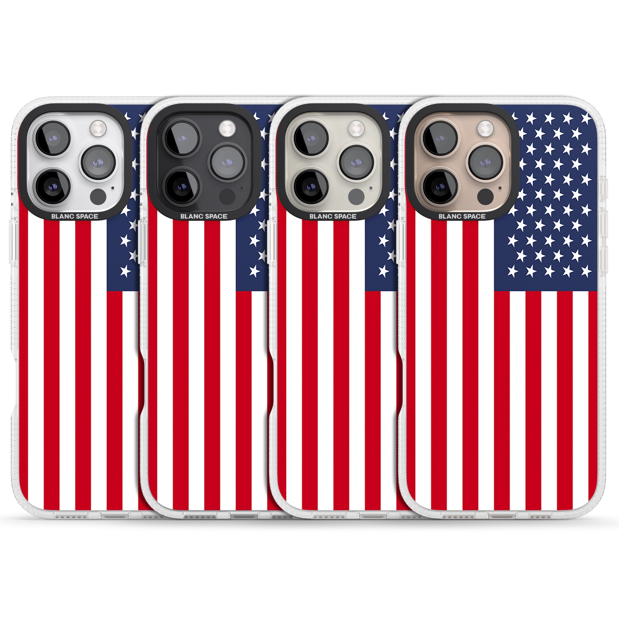 American Flag iPhone 16 Pro Max / 16 Pro Clear Case Impact Air - Blanc Space