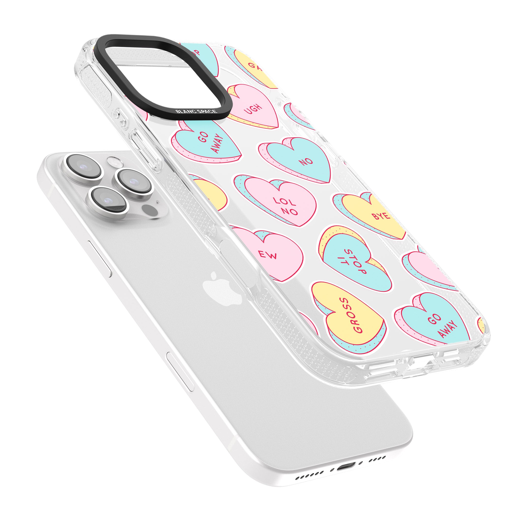 Sarcastic Love Hearts iPhone 16 Pro Max / 16 Pro Clear Case Impact Air - Blanc Space