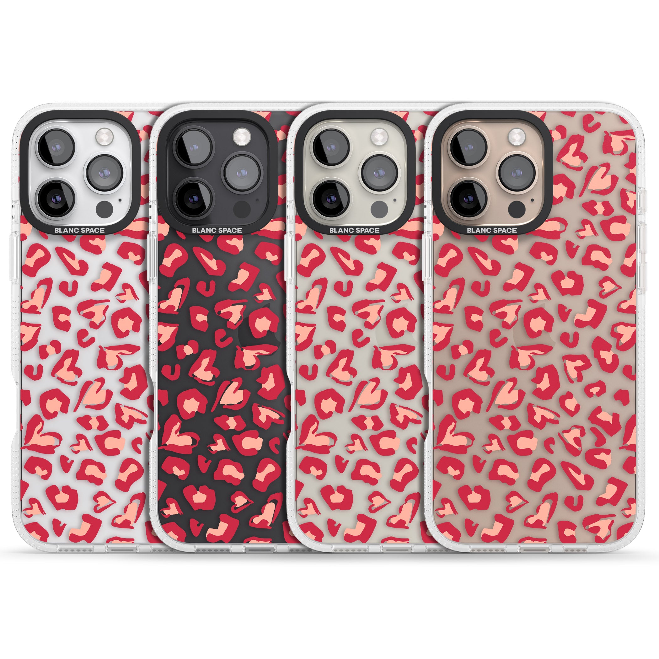 Heart Leopard Print iPhone 16 Pro Max / 16 Pro Clear Case Impact Air - Blanc Space