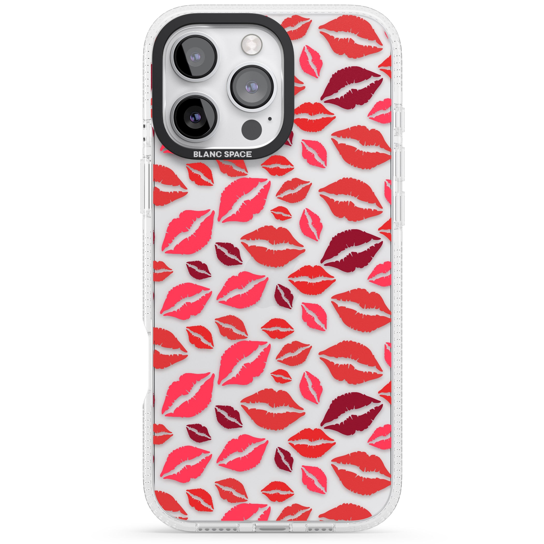Lips Pattern iPhone 16 Pro Max / 16 Pro Clear Case Impact Air - Blanc Space