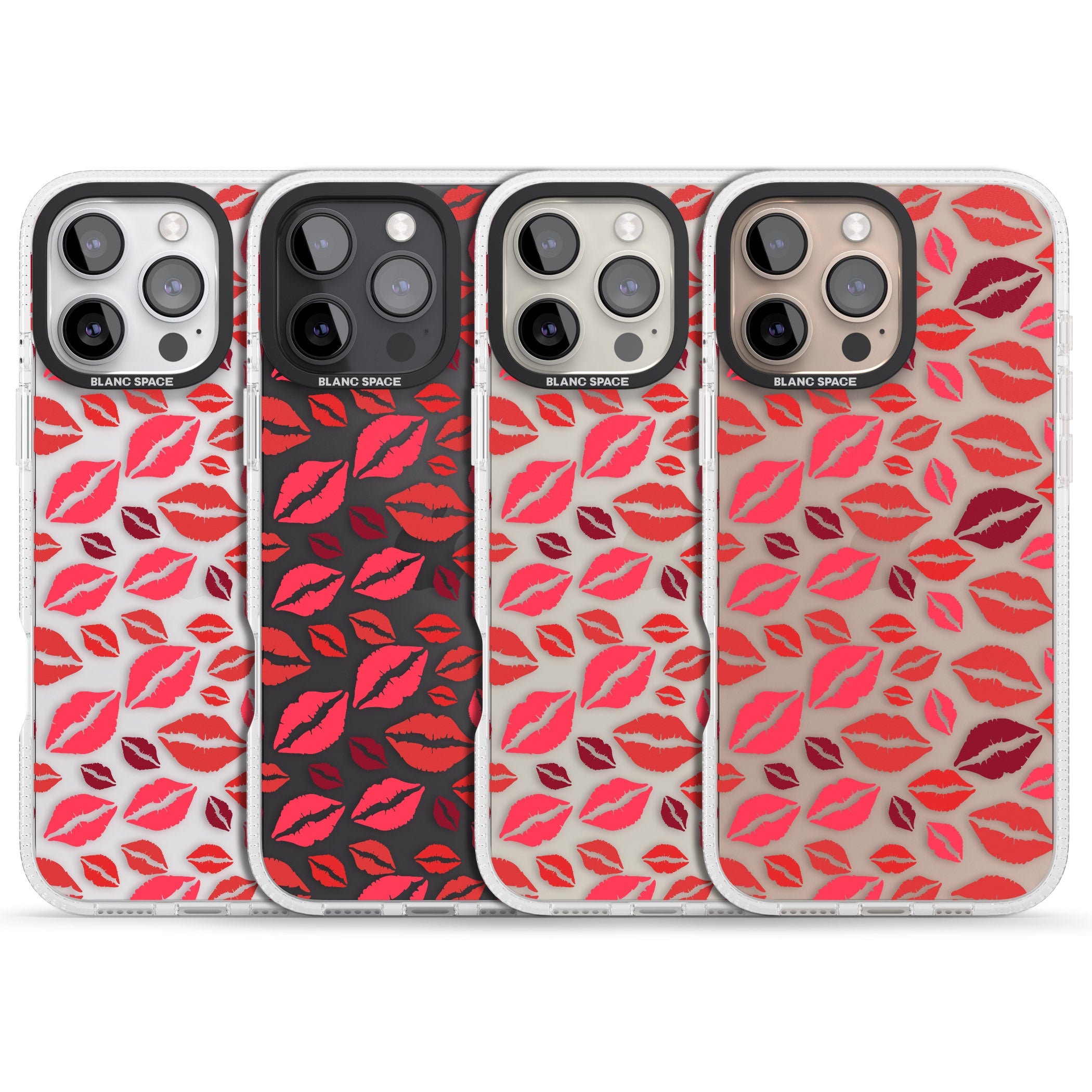 Lips Pattern iPhone 16 Pro Max / 16 Pro Clear Case Impact Air - Blanc Space