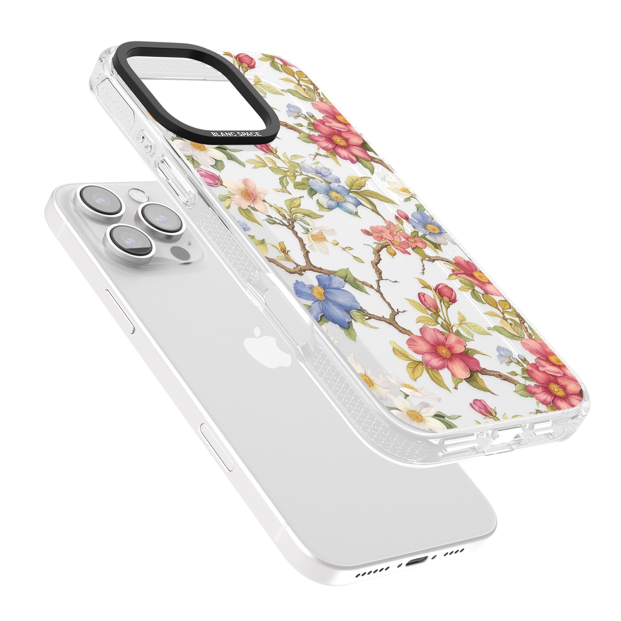 Vintage Vines & Flowers iPhone 16 Pro Max / 16 Pro Clear Case Impact Air - Blanc Space