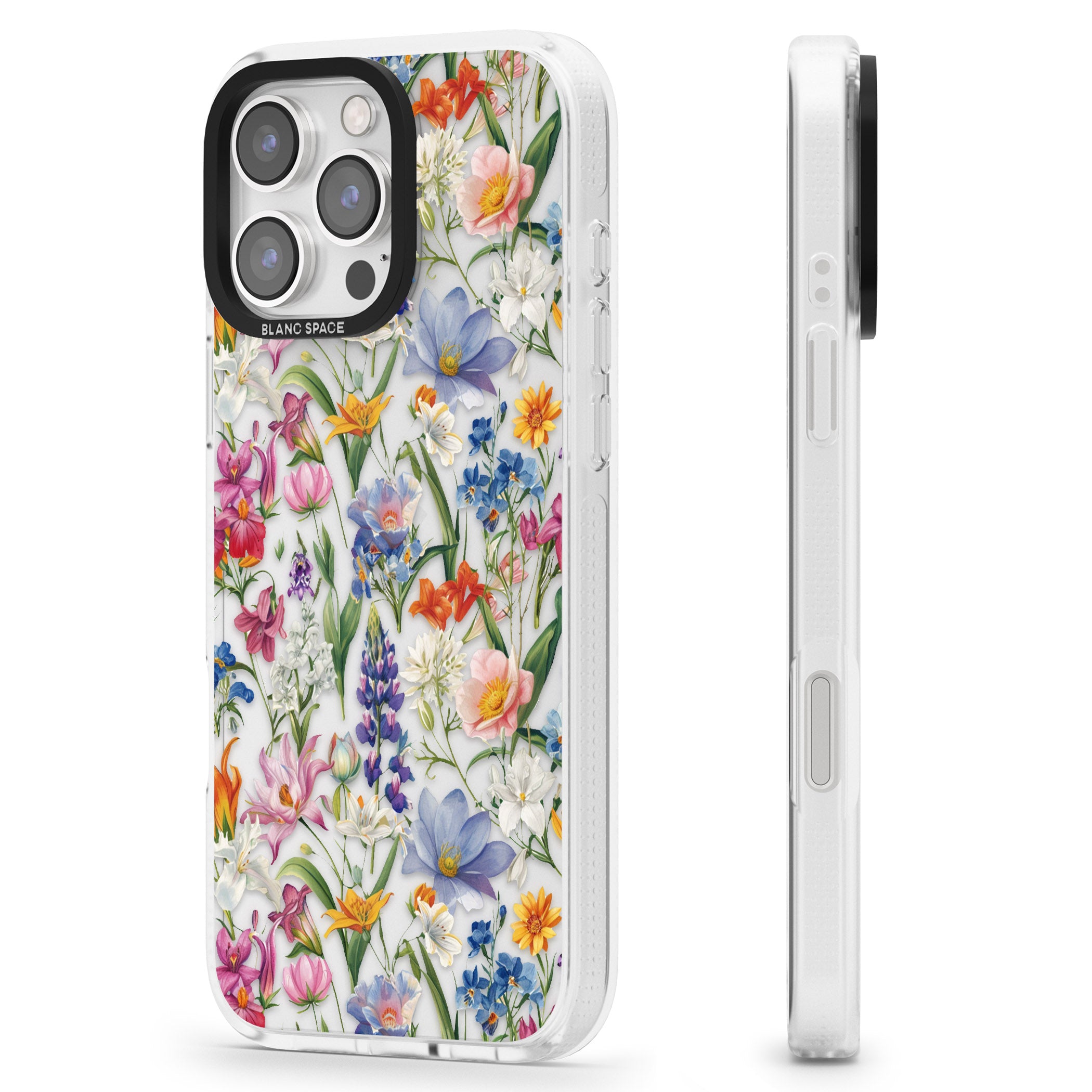Vintage Wildflowers iPhone 16 Pro Max / 16 Pro Clear Case Impact Air - Blanc Space