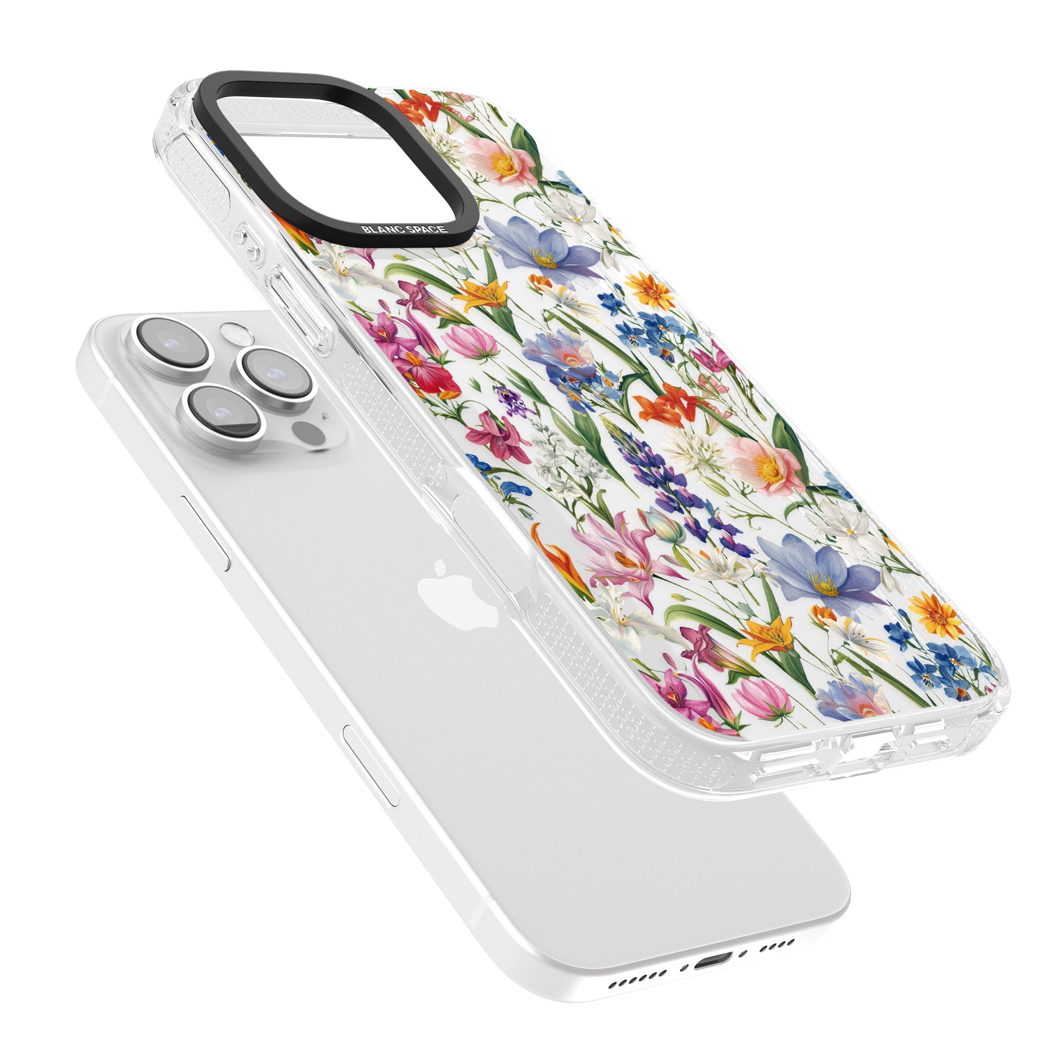 Vintage Wildflowers iPhone 16 Pro Max / 16 Pro Clear Case Impact Air - Blanc Space