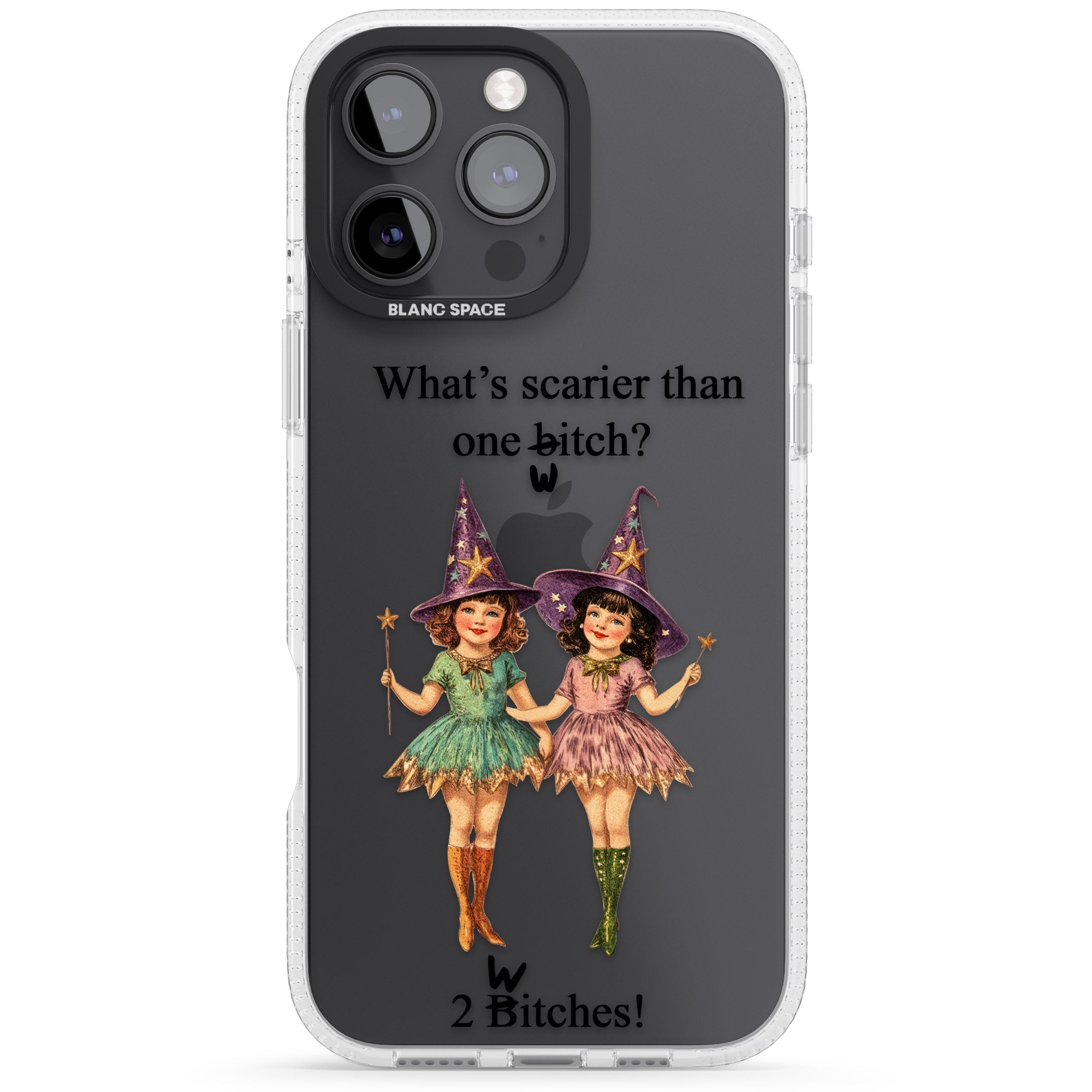 Two Witches iPhone 16 Pro Max / 16 Pro Clear Case Impact Air - Blanc Space