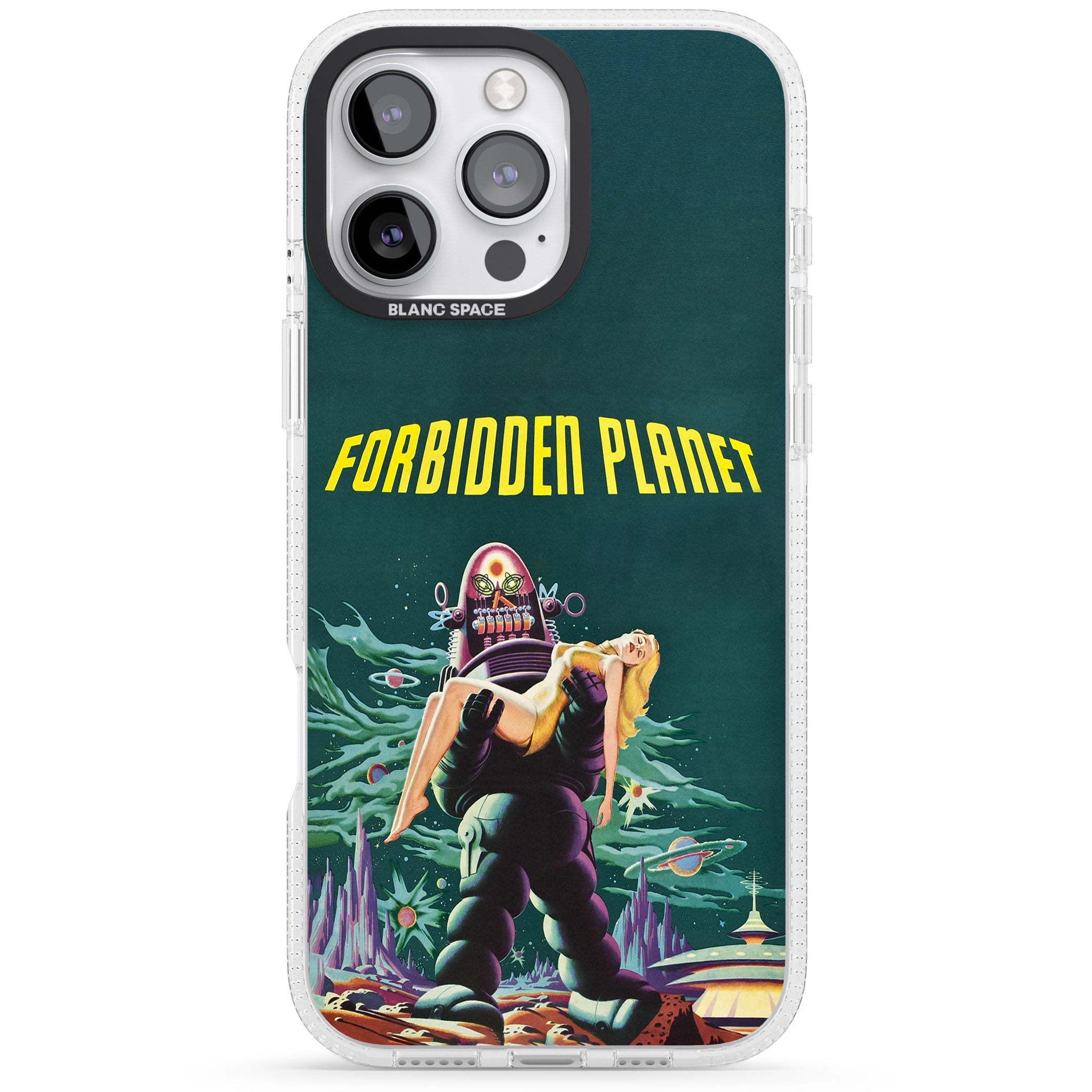 Forbidden Planet Poster iPhone 16 Pro Max / 16 Pro Clear Case Impact Air - Blanc Space