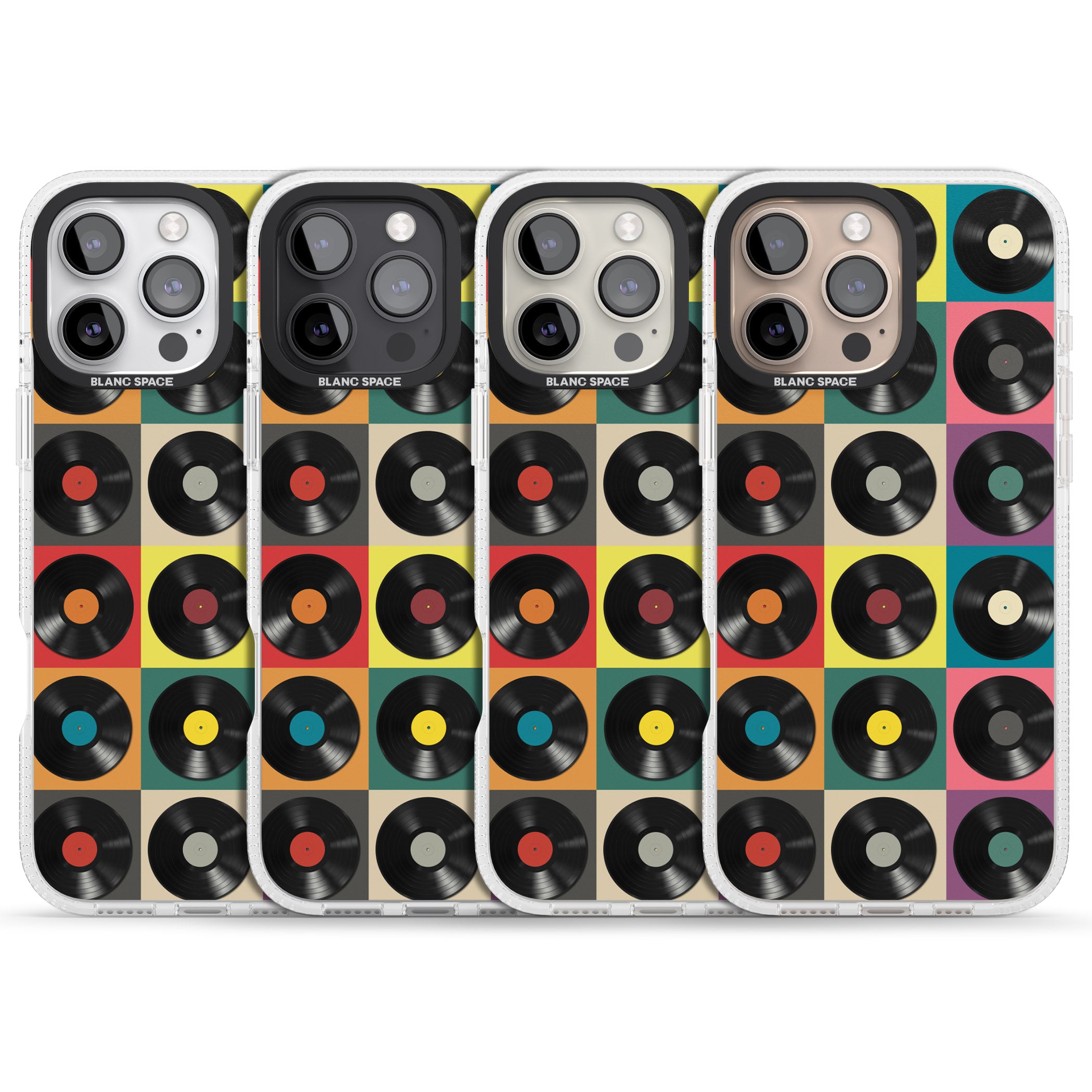 Vinyl Record Pattern iPhone 16 Pro Max / 16 Pro Clear Case Impact Air - Blanc Space