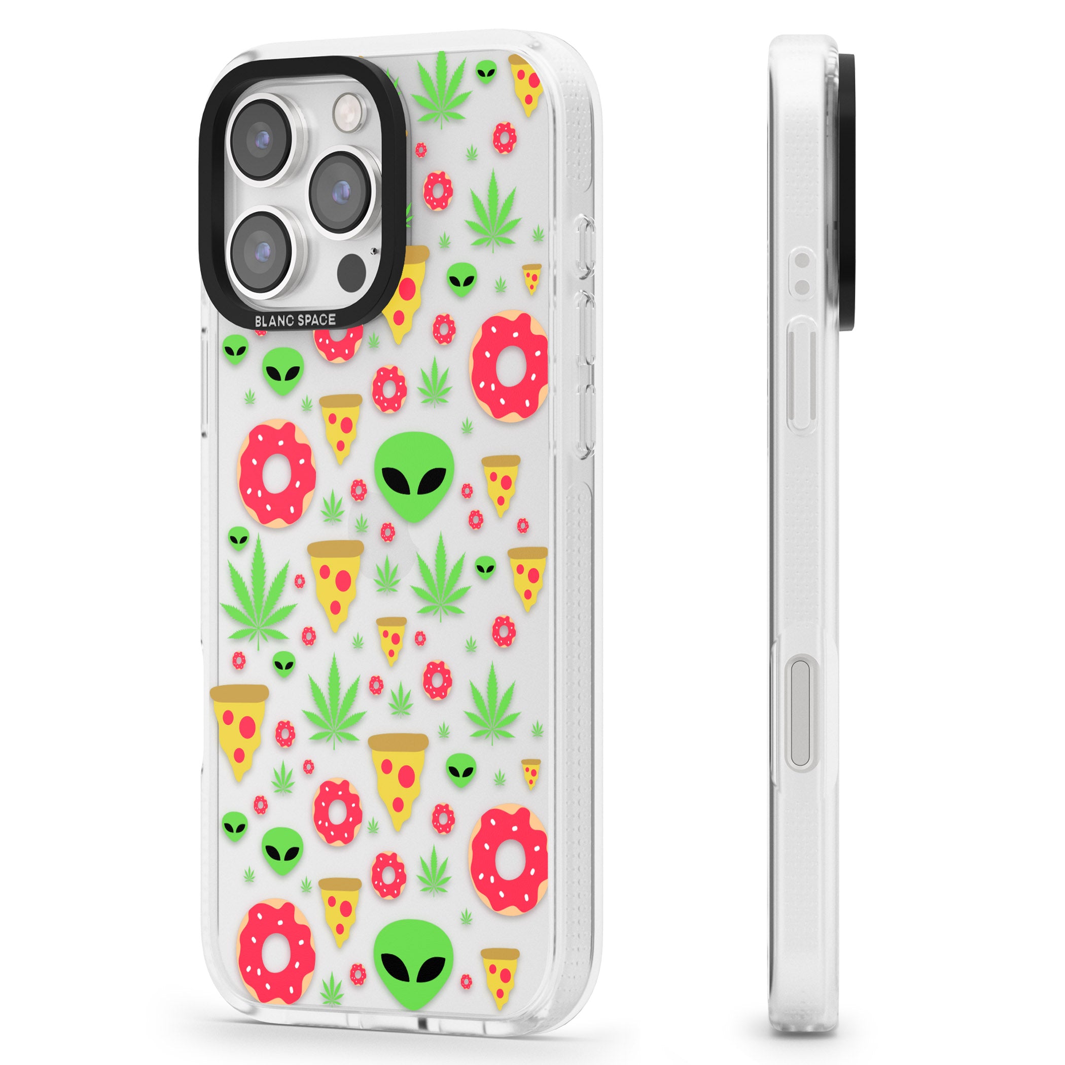 Martians & Munchies iPhone 16 Pro Max / 16 Pro Clear Case Impact Air - Blanc Space