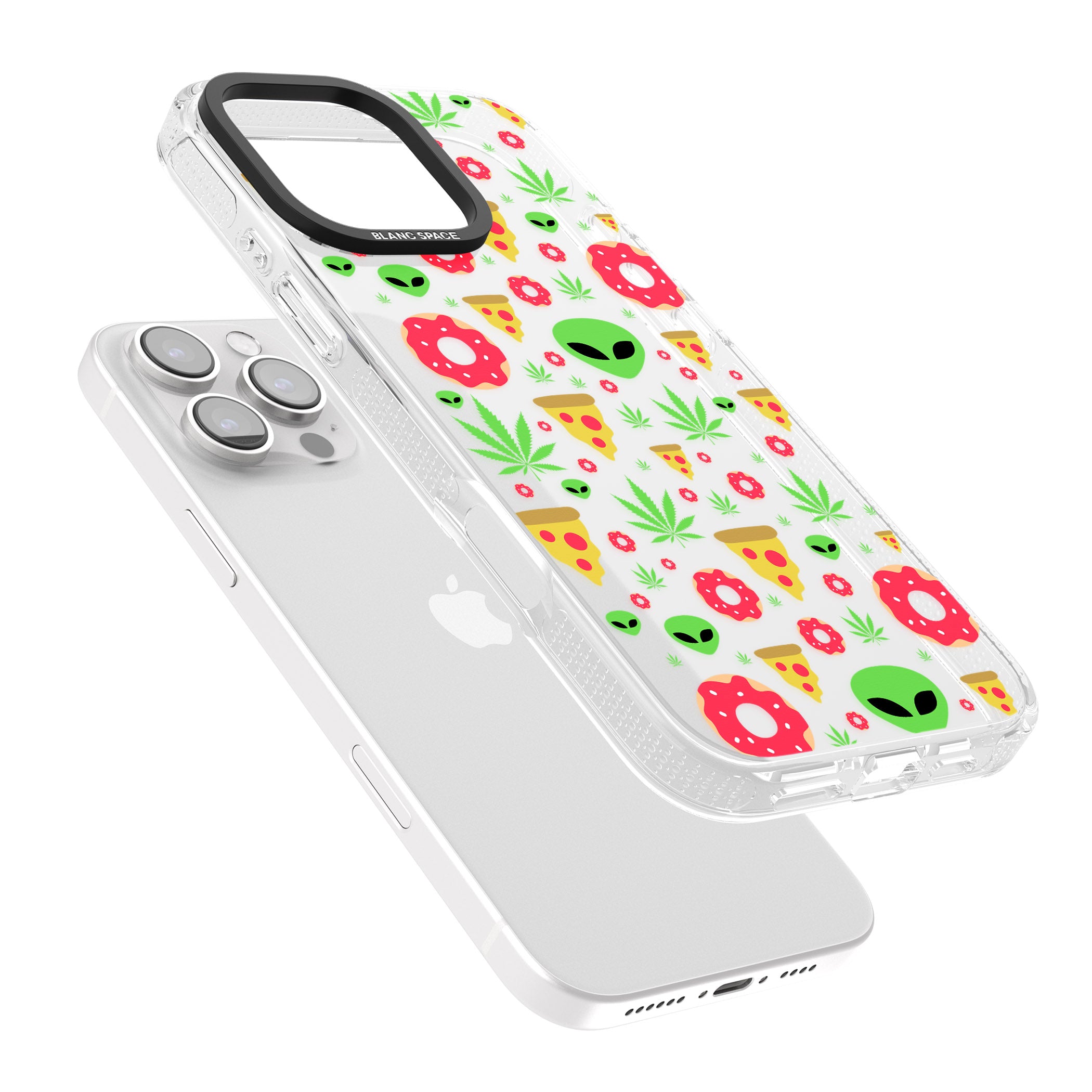 Martians & Munchies iPhone 16 Pro Max / 16 Pro Clear Case Impact Air - Blanc Space