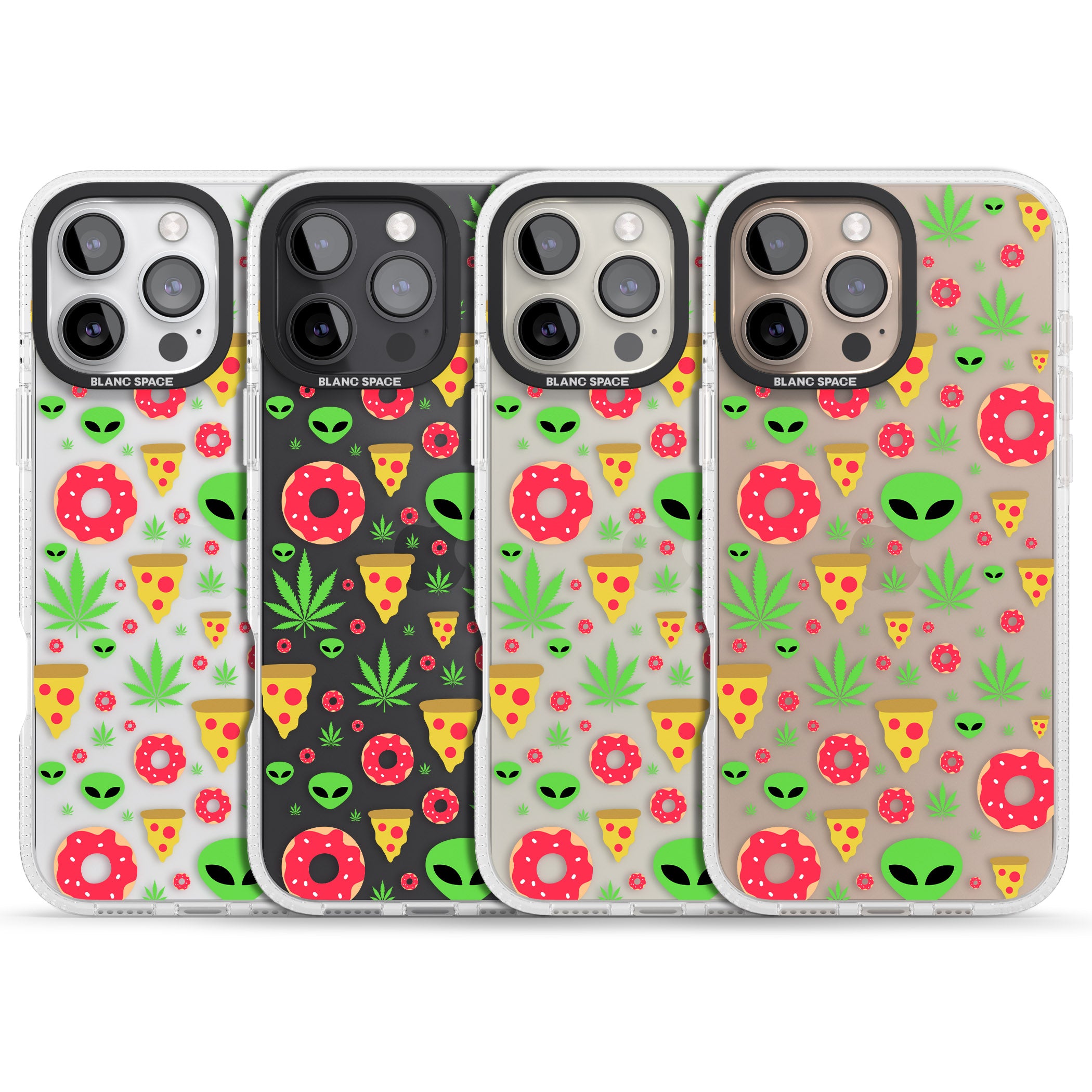 Martians & Munchies iPhone 16 Pro Max / 16 Pro Clear Case Impact Air - Blanc Space