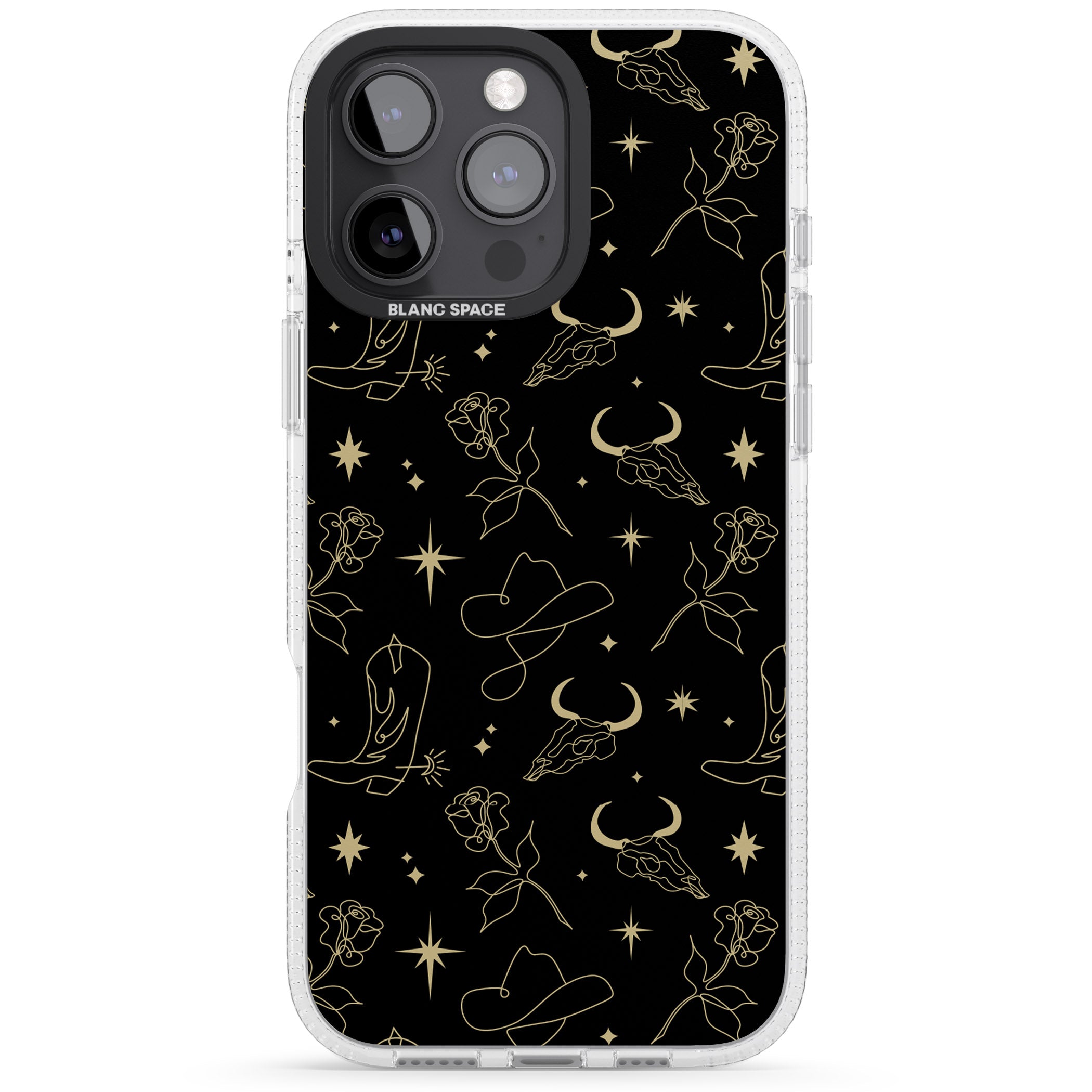 Celestial West Pattern iPhone 16 Pro Max / 16 Pro Clear Case Impact Air - Blanc Space