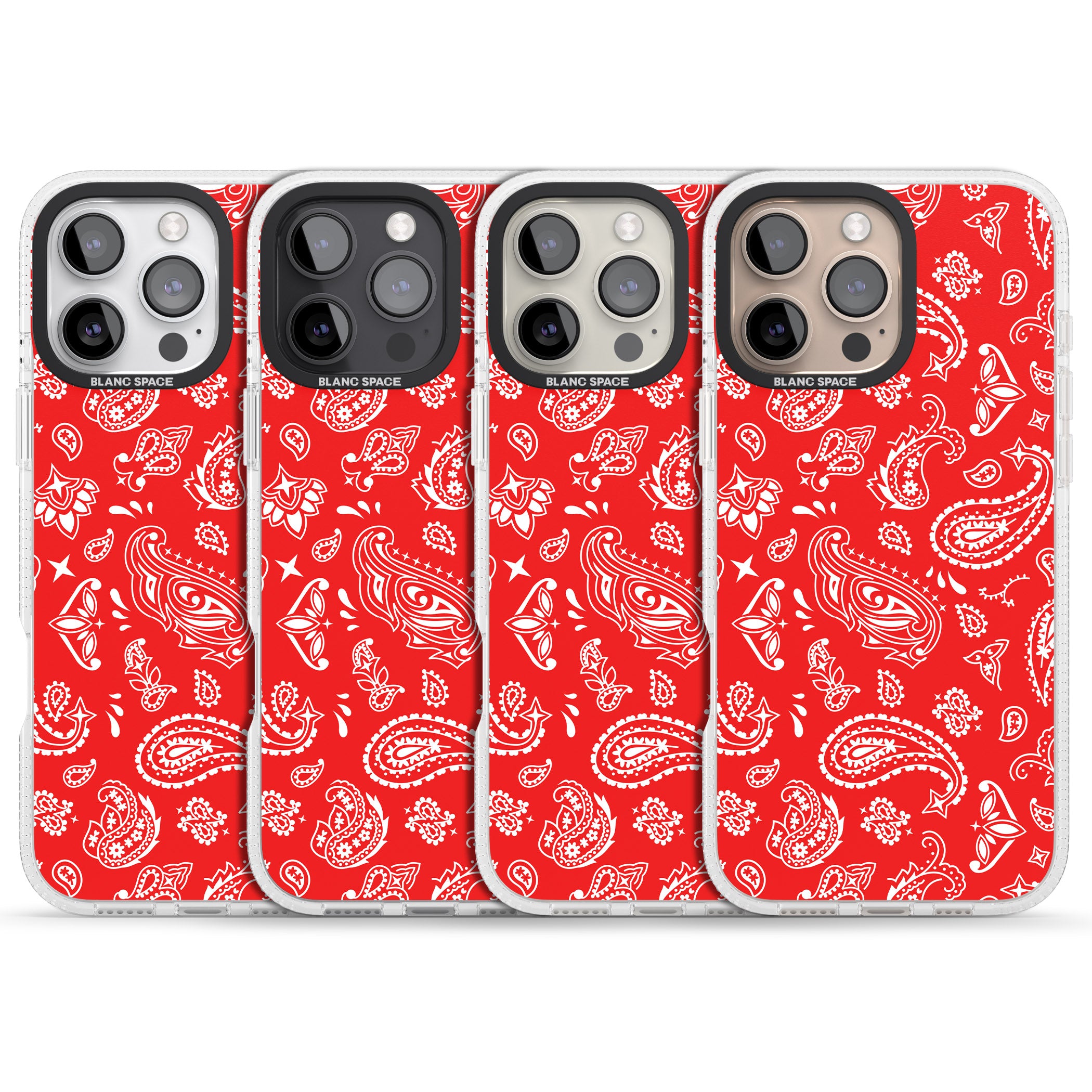 Red Bandana iPhone 16 Pro Max / 16 Pro Clear Case Impact Air - Blanc Space