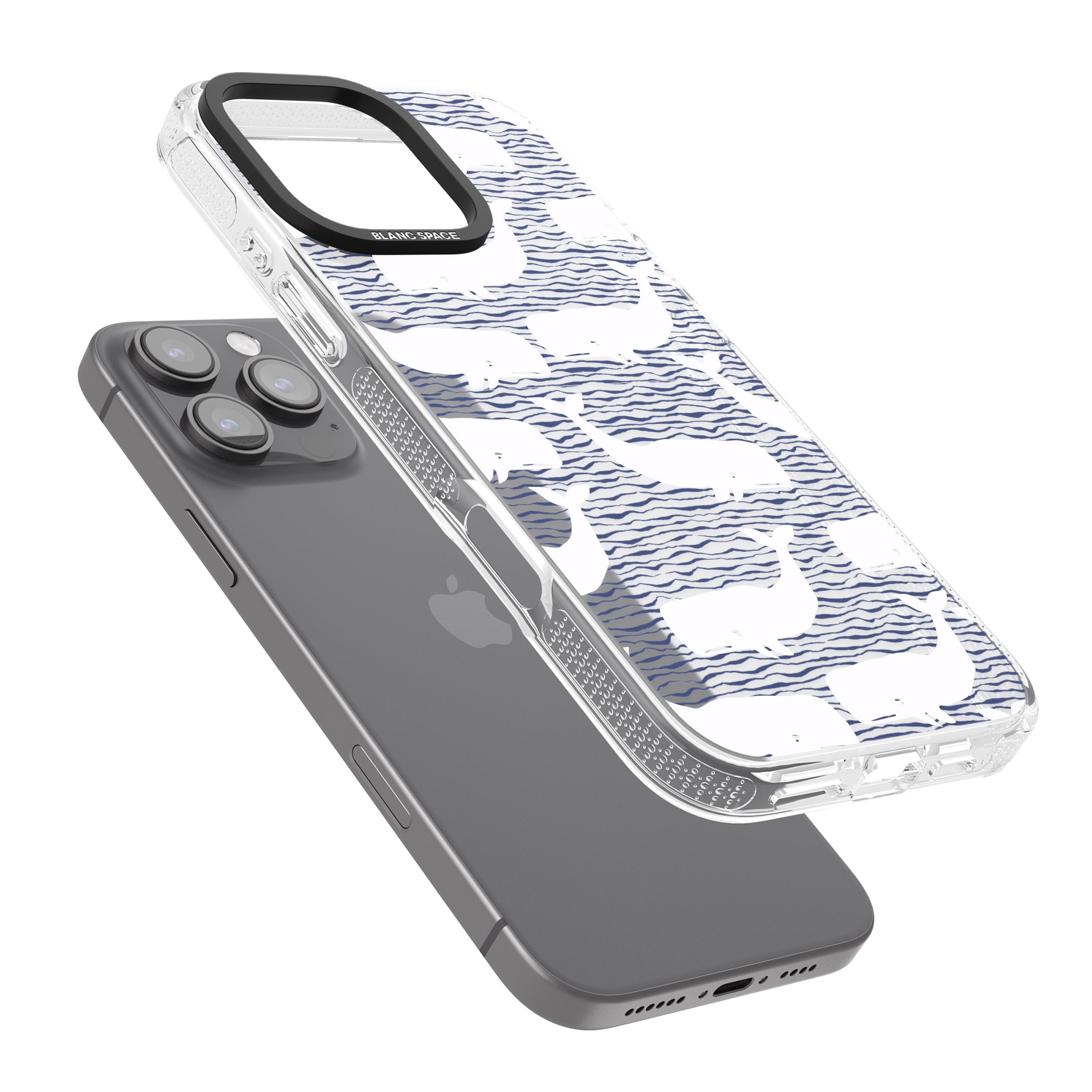 Cute Whales (Transparent) iPhone 16 Pro Max / 16 Pro Clear Case Impact Air - Blanc Space